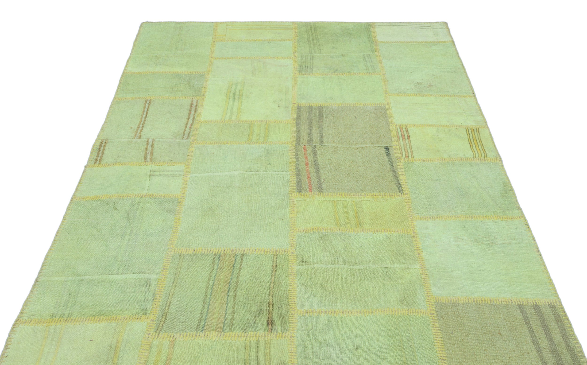 Mixed Over Dyed Kilim Patchwork Unique Rug 5'2'' x 7'8'' ft 158 x 234 cm