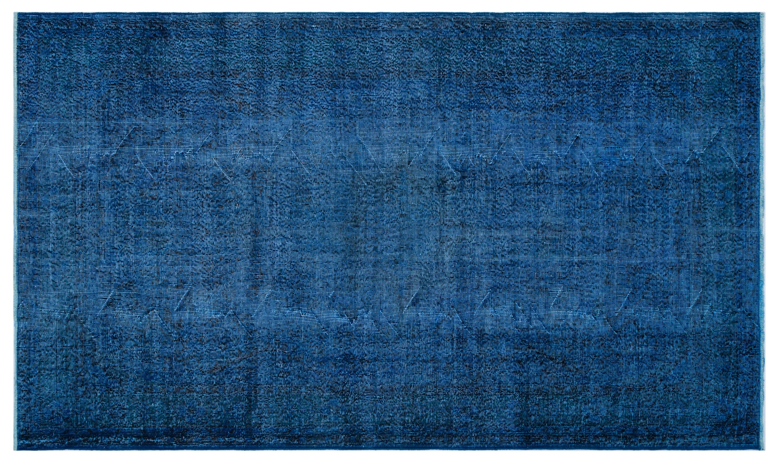 Blue Over Dyed Vintage Rug 5'5'' x 9'4'' ft 165 x 284 cm