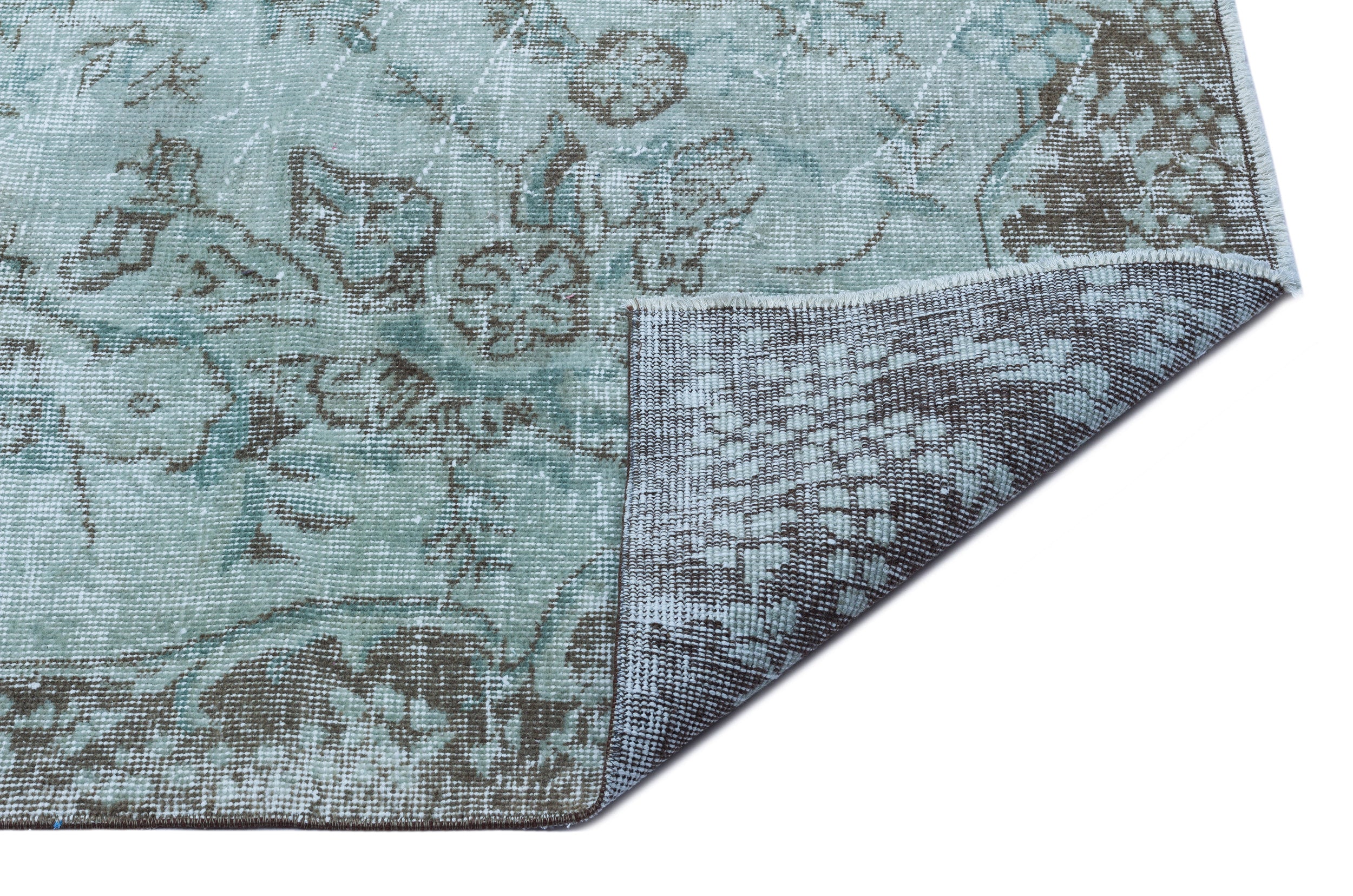 Turquoise  Over Dyed Vintage Rug 5'3'' x 8'6'' ft 161 x 260 cm