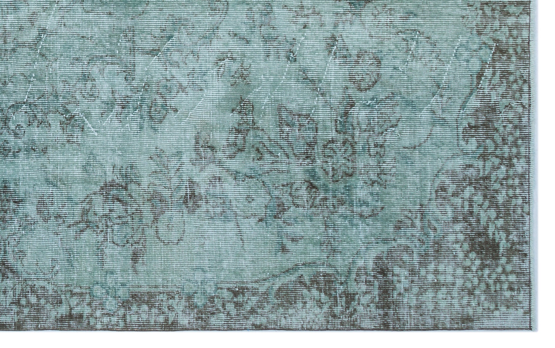 Turquoise  Over Dyed Vintage Rug 5'3'' x 8'6'' ft 161 x 260 cm