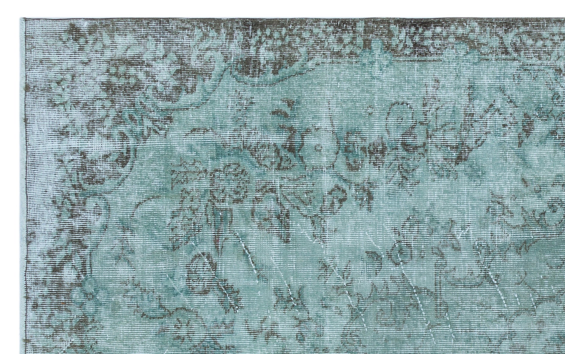 Turquoise  Over Dyed Vintage Rug 5'3'' x 8'6'' ft 161 x 260 cm