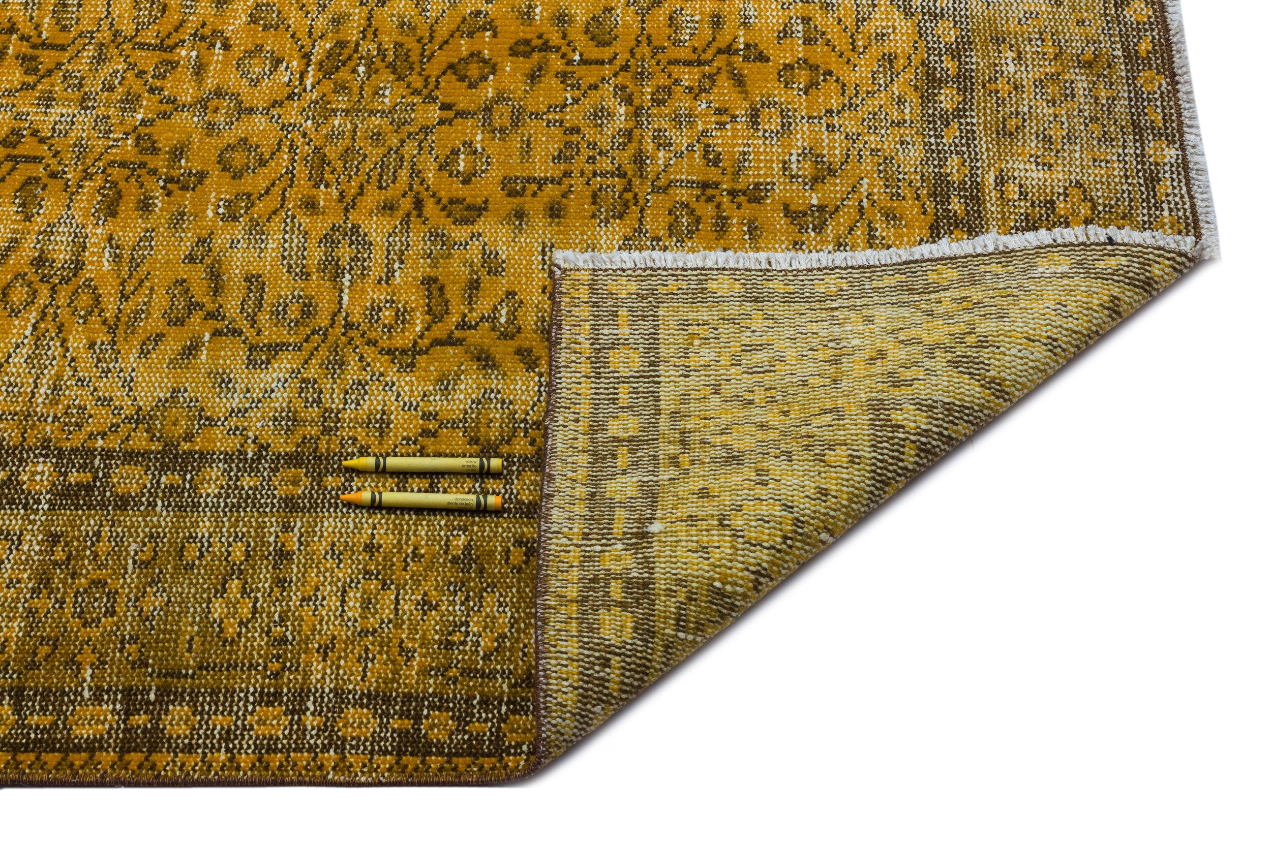 Yellow Over Dyed Vintage Rug 5'2'' x 9'4'' ft 157 x 284 cm
