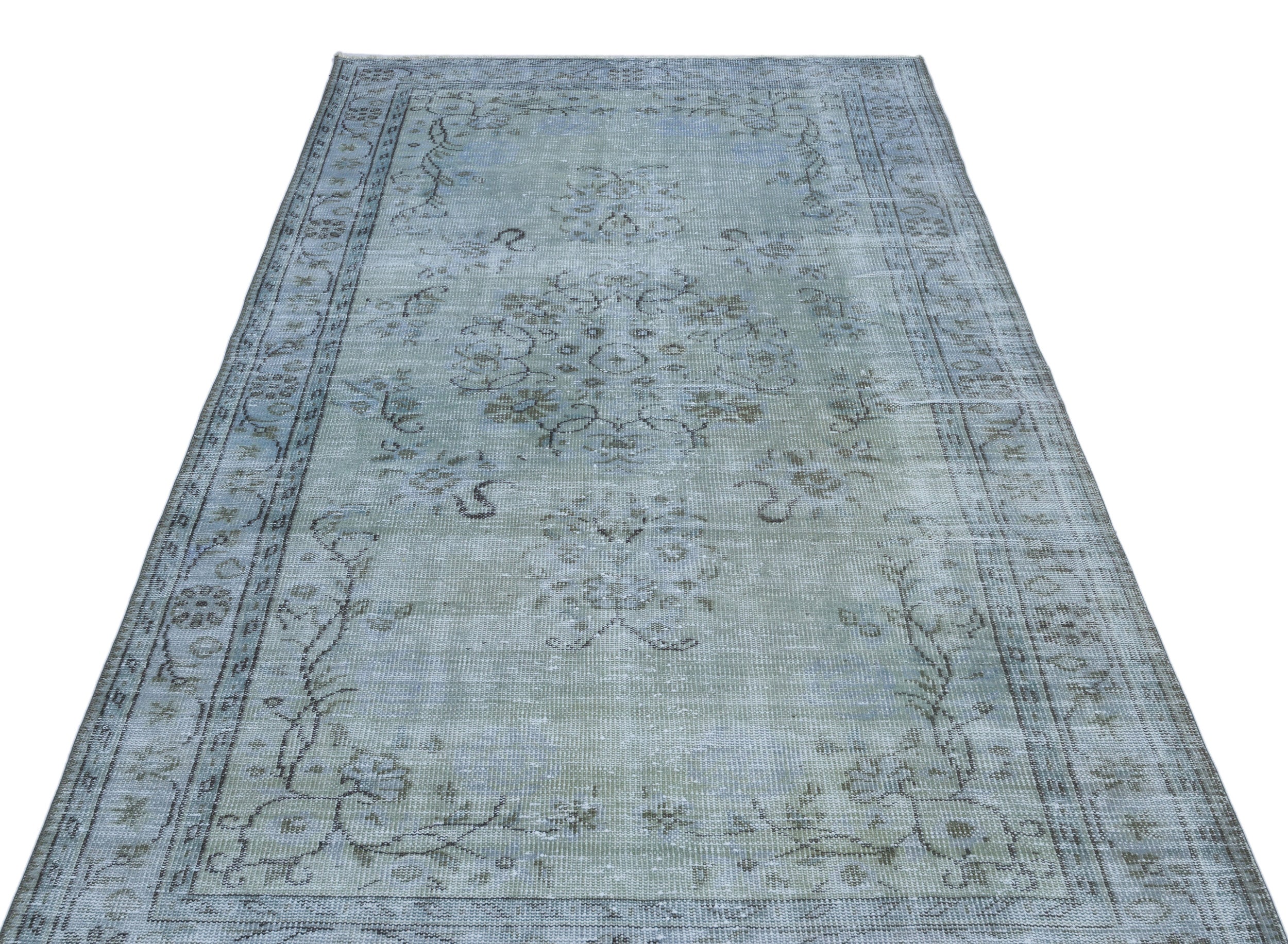 Blue Over Dyed Vintage Rug 4'9'' x 8'8'' ft 146 x 265 cm