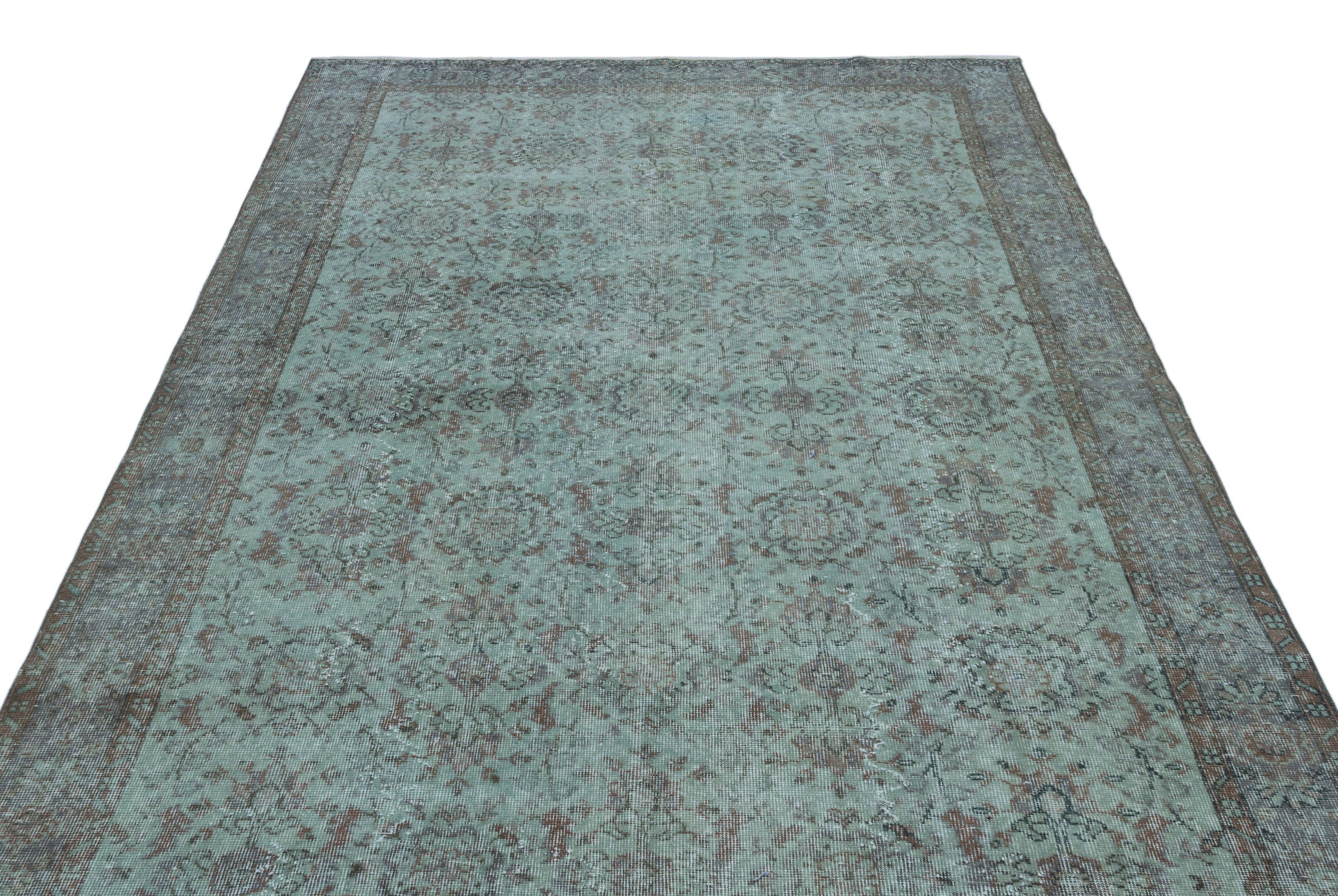 Turquoise  Over Dyed Vintage Rug 6'1'' x 10'0'' ft 185 x 305 cm