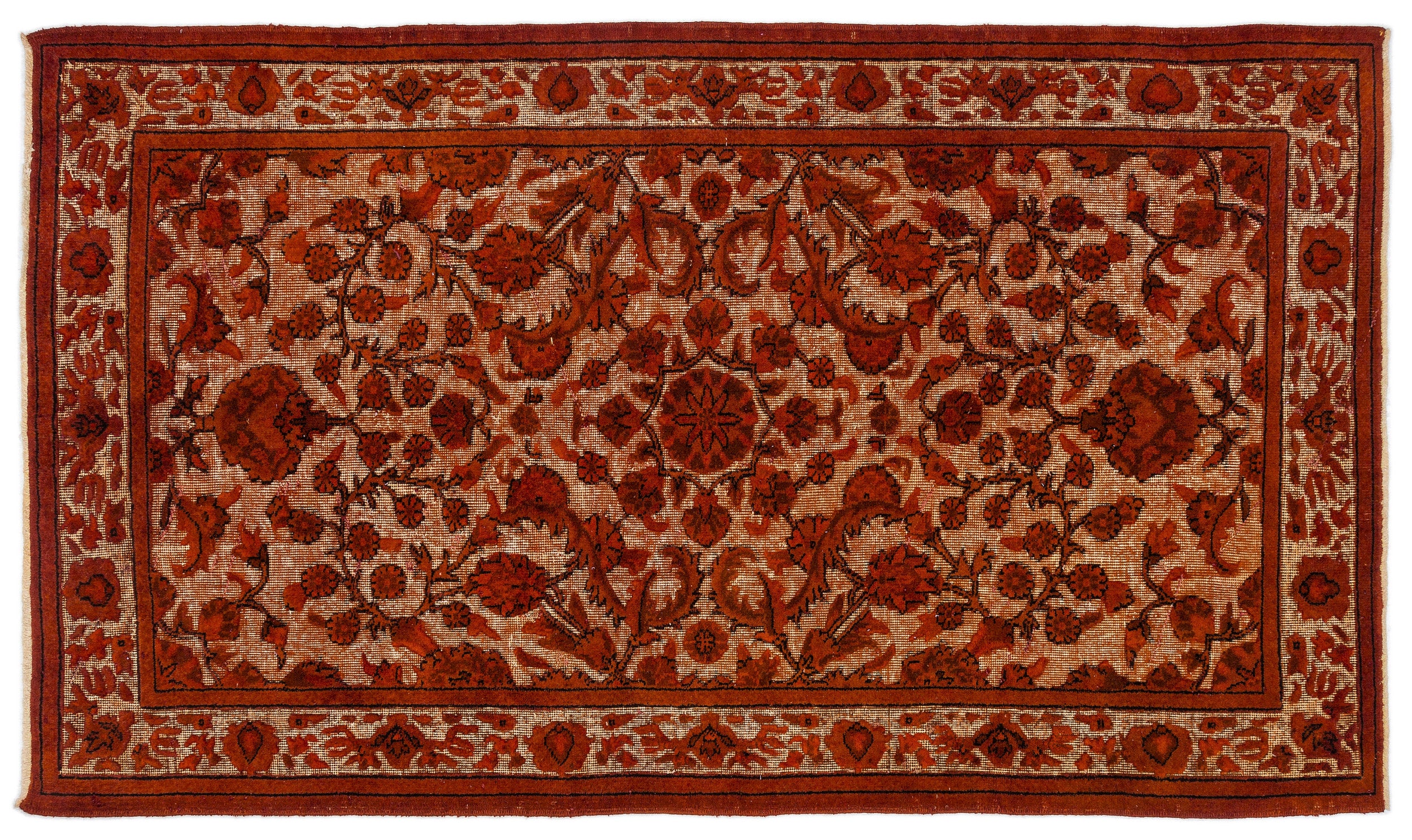 Orange Over Dyed Carved Rug 4'9'' x 8'2'' ft 145 x 248 cm