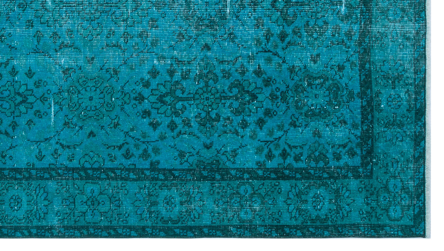 Turquoise  Over Dyed Vintage Rug 4'6'' x 8'2'' ft 136 x 248 cm
