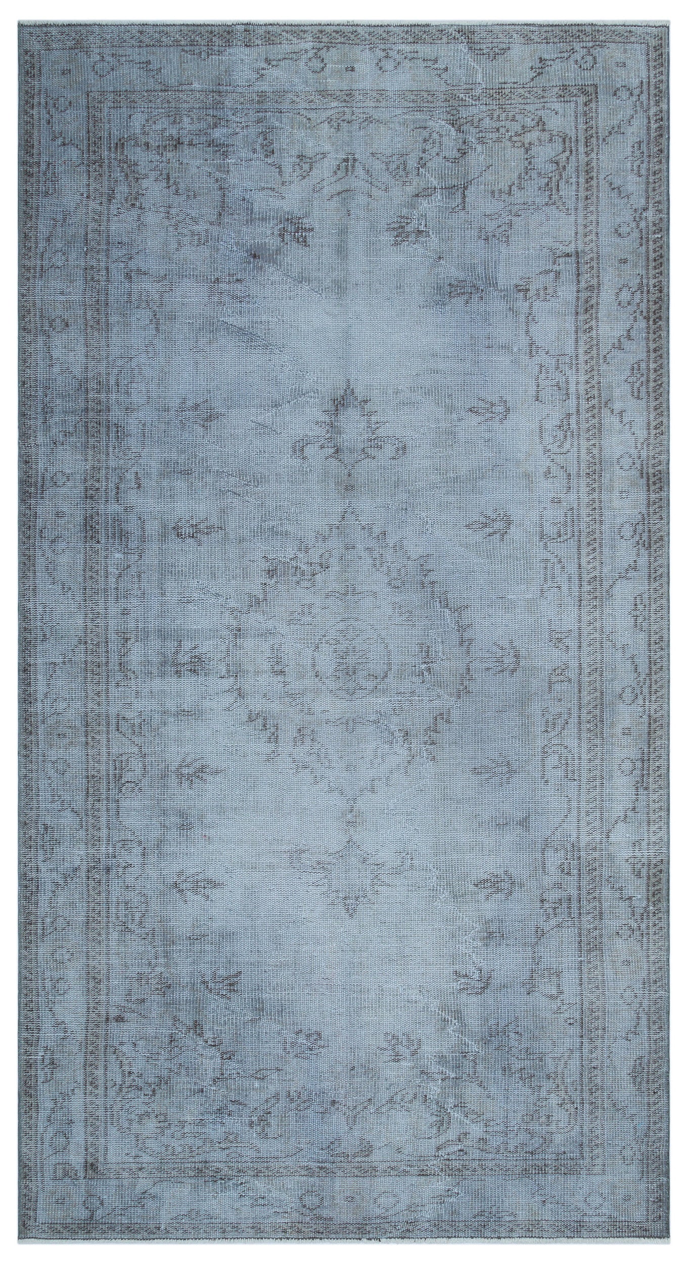Blue Over Dyed Vintage Rug 4'12'' x 9'4'' ft 152 x 285 cm