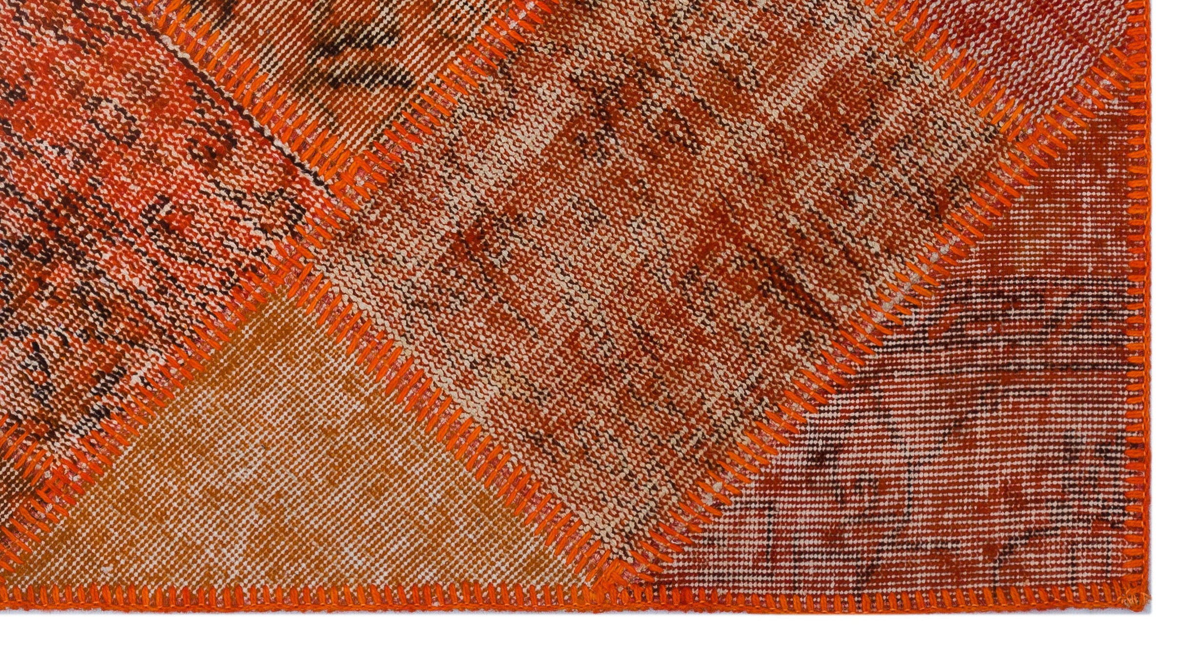 Orange Over Dyed Patchwork Unique Rug 2'7'' x 4'11'' ft 80 x 150 cm