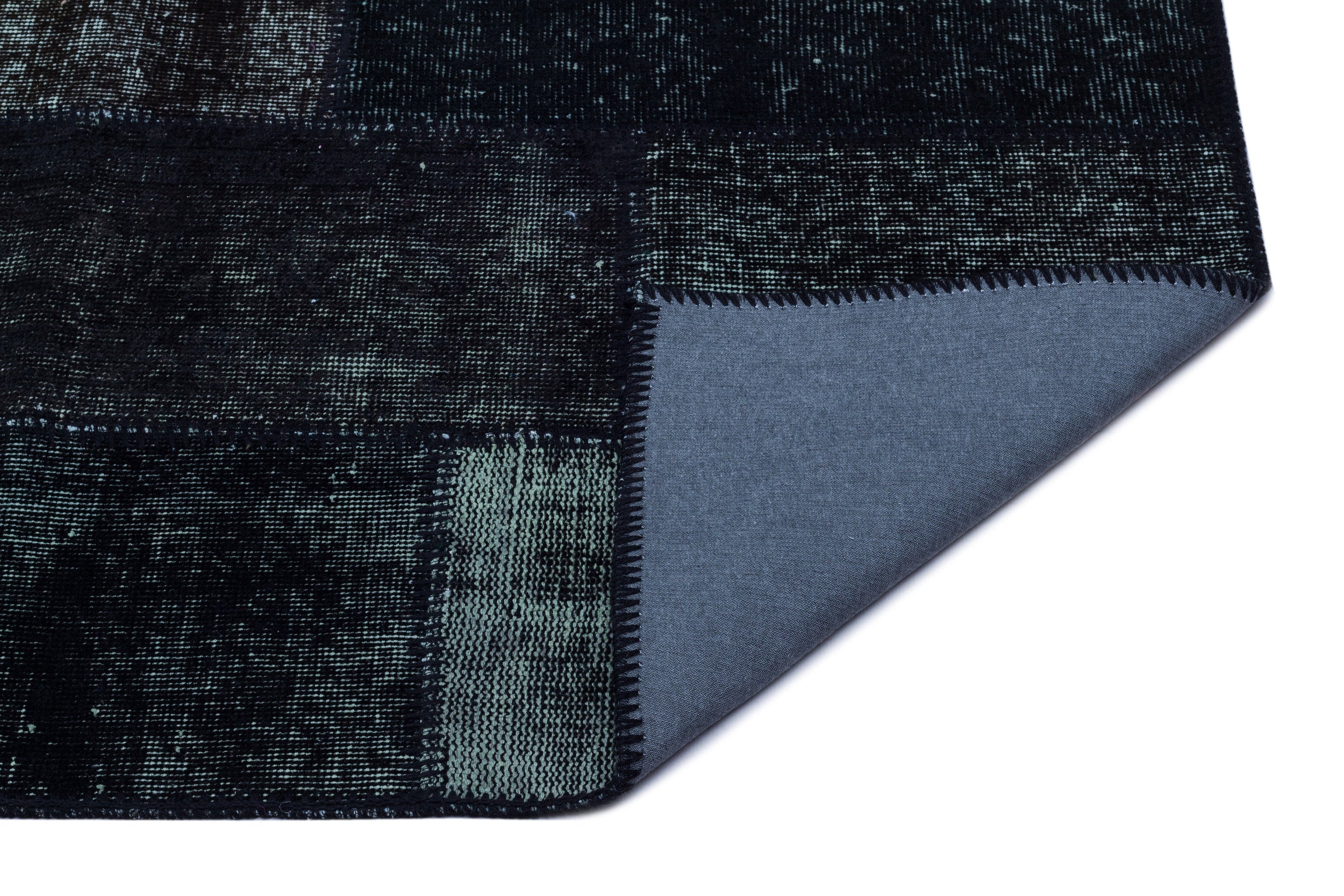 Black Over Dyed Patchwork Unique Rug 2'7'' x 4'11'' ft 80 x 150 cm