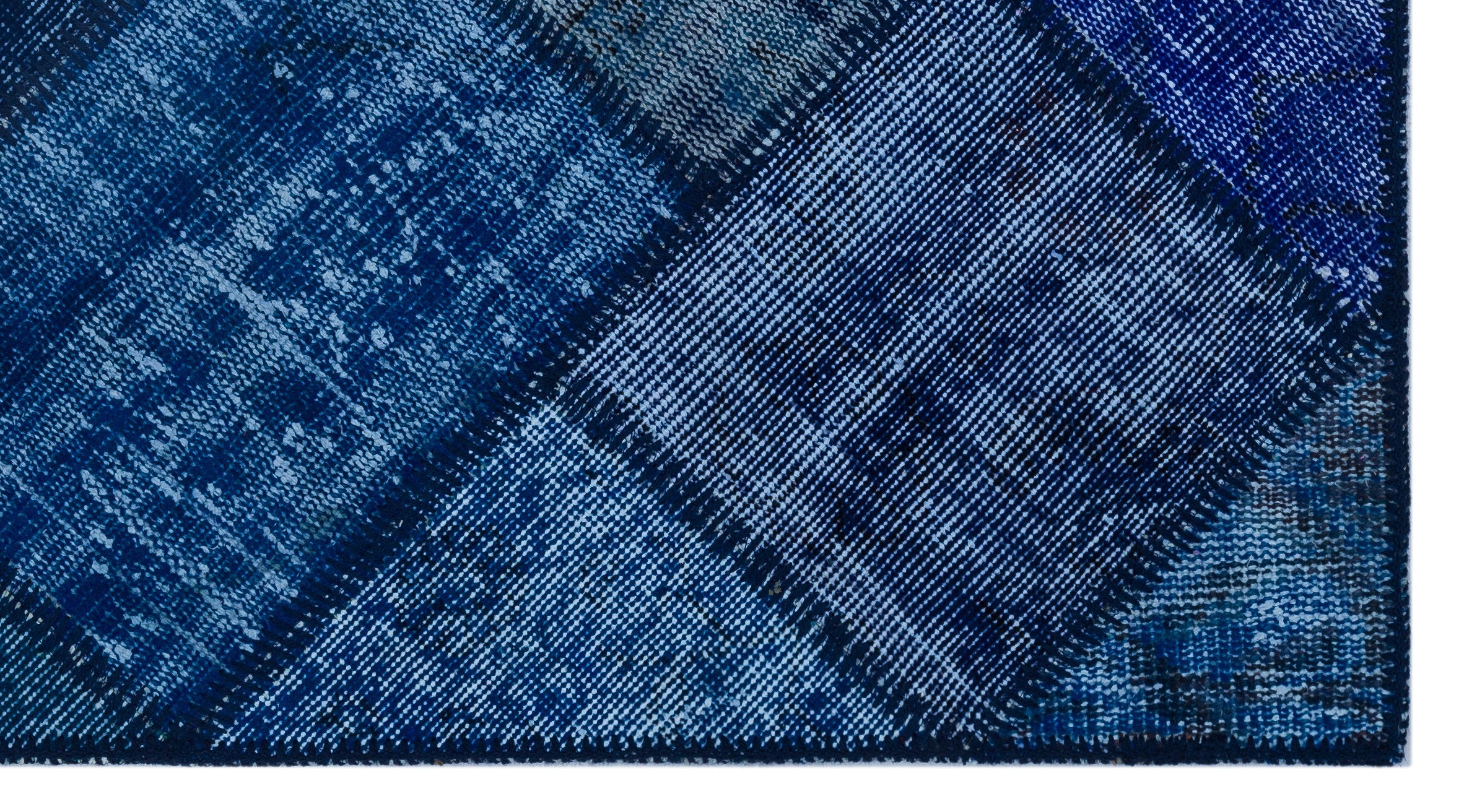 Blue Over Dyed Patchwork Unique Rug 2'7'' x 4'11'' ft 80 x 150 cm