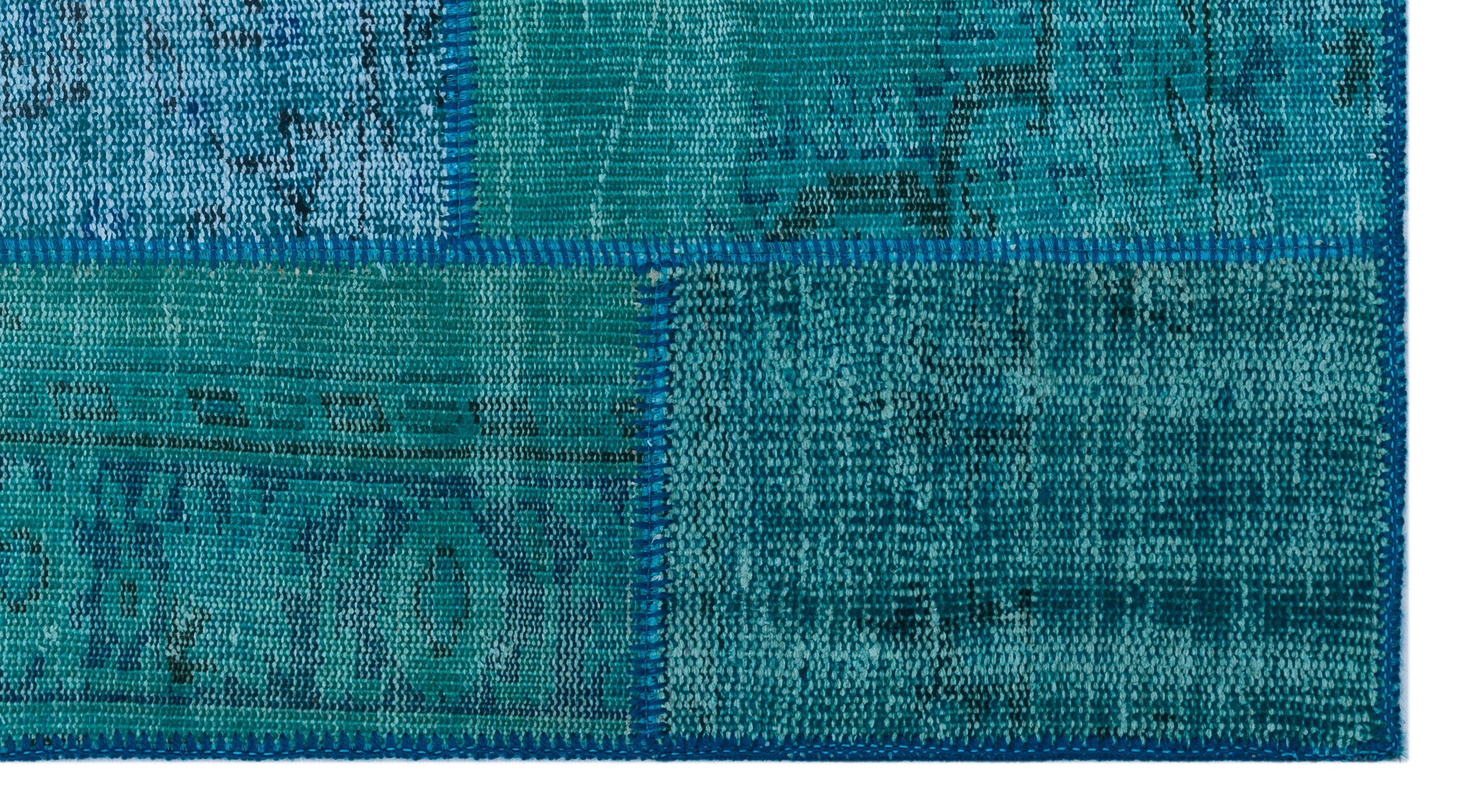 Turquoise  Over Dyed Patchwork Unique Rug 2'7'' x 4'11'' ft 80 x 150 cm
