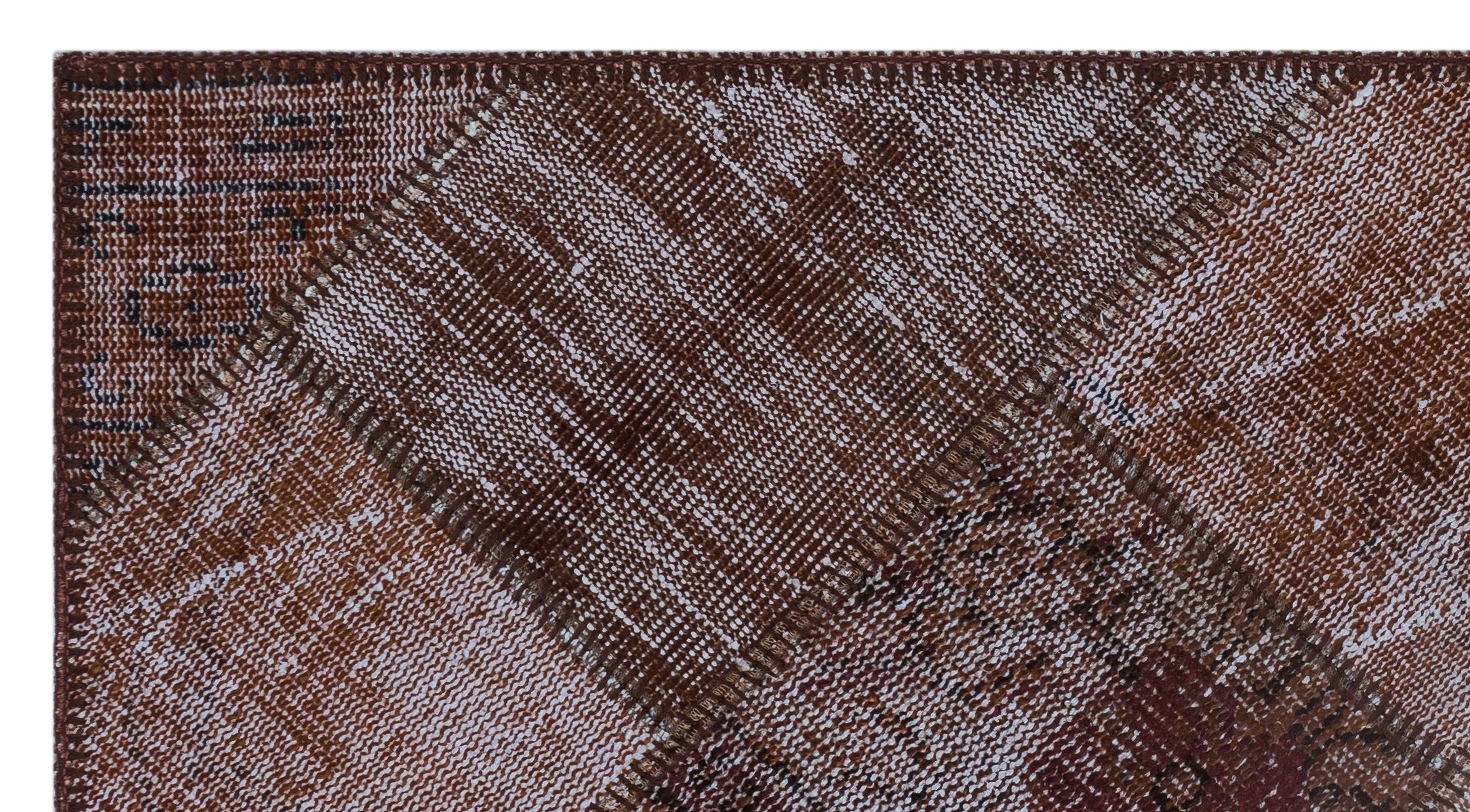 Brown Over Dyed Patchwork Unique Rug 2'7'' x 4'11'' ft 80 x 150 cm