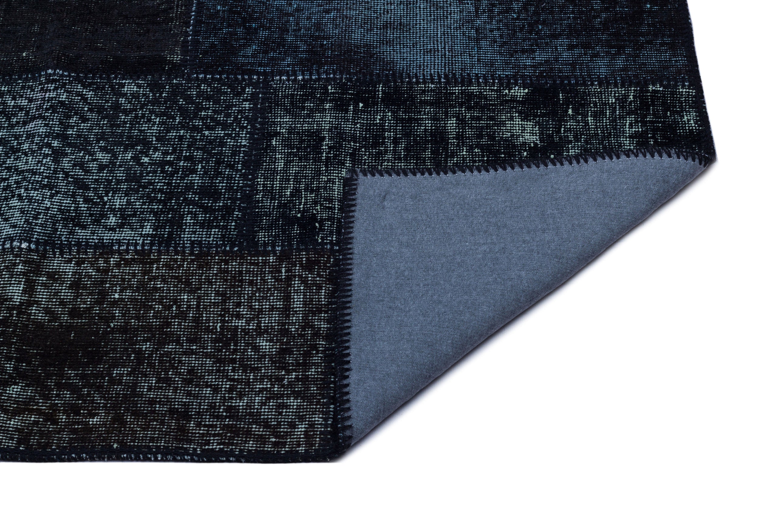 Black Over Dyed Patchwork Unique Rug 2'7'' x 4'11'' ft 80 x 150 cm
