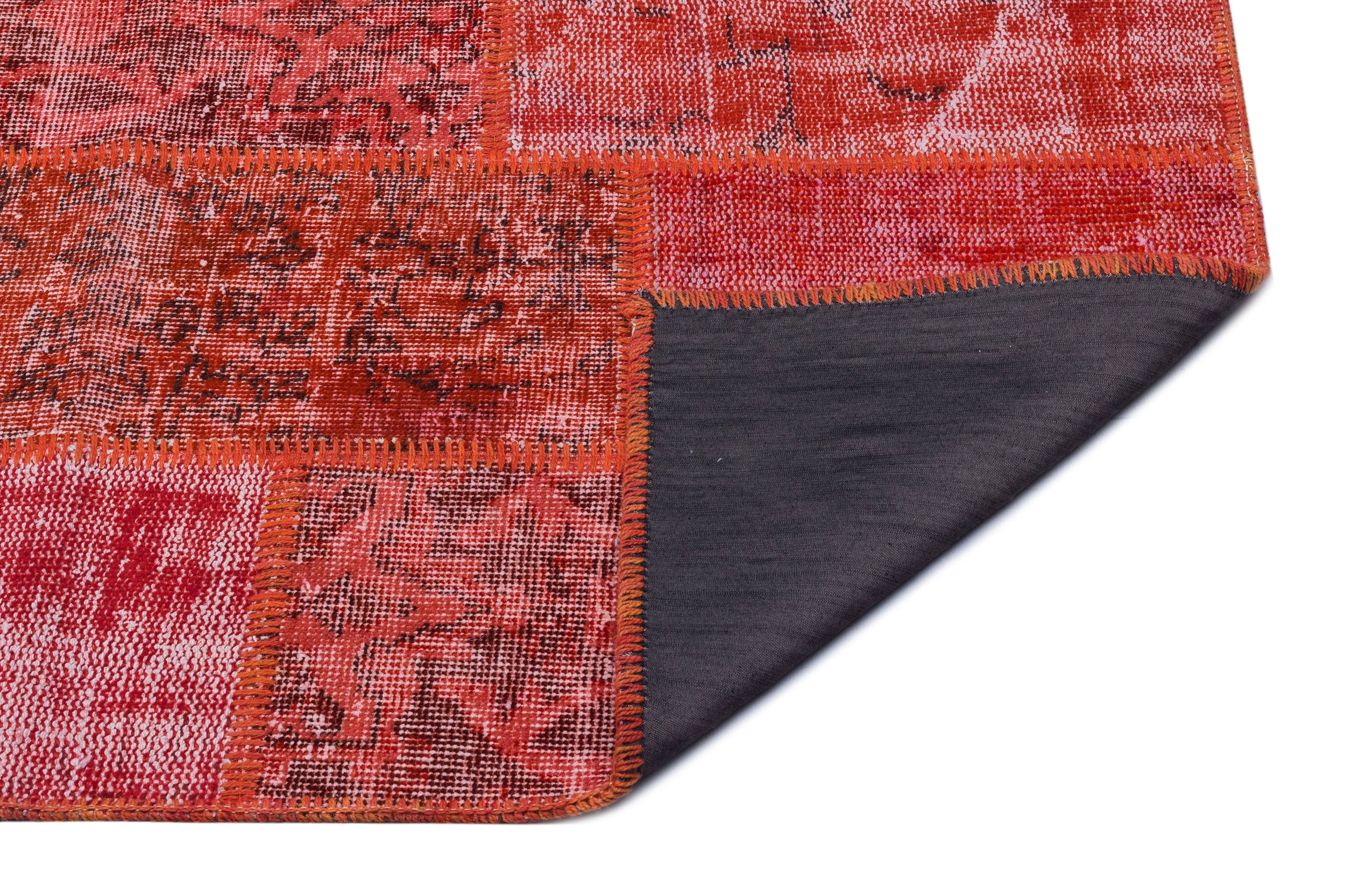 Red Over Dyed Patchwork Unique Rug 2'7'' x 4'11'' ft 80 x 150 cm