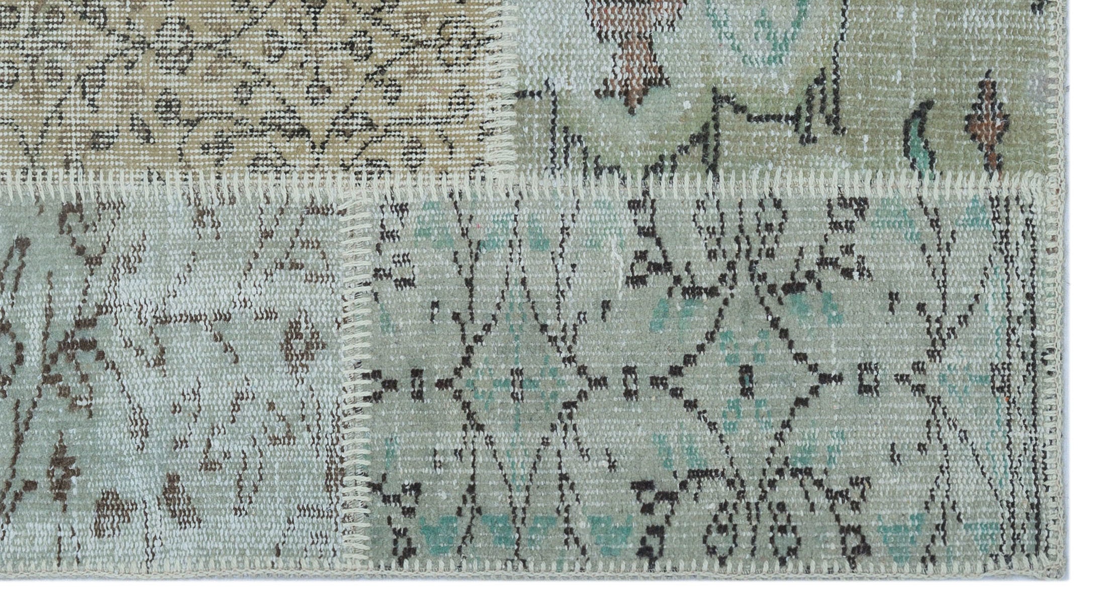 Beige Over Dyed Patchwork Unique Rug 2'7'' x 4'11'' ft 80 x 150 cm