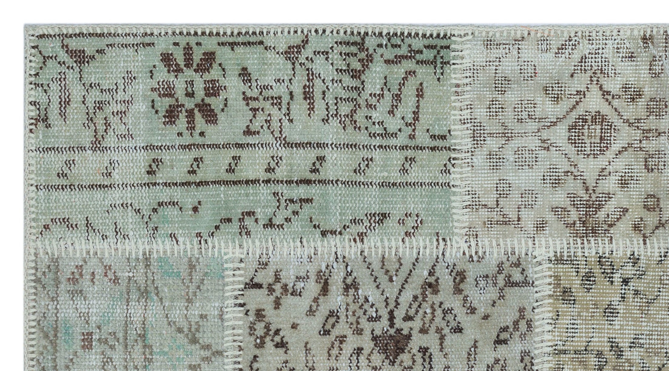 Beige Over Dyed Patchwork Unique Rug 2'7'' x 4'11'' ft 80 x 150 cm