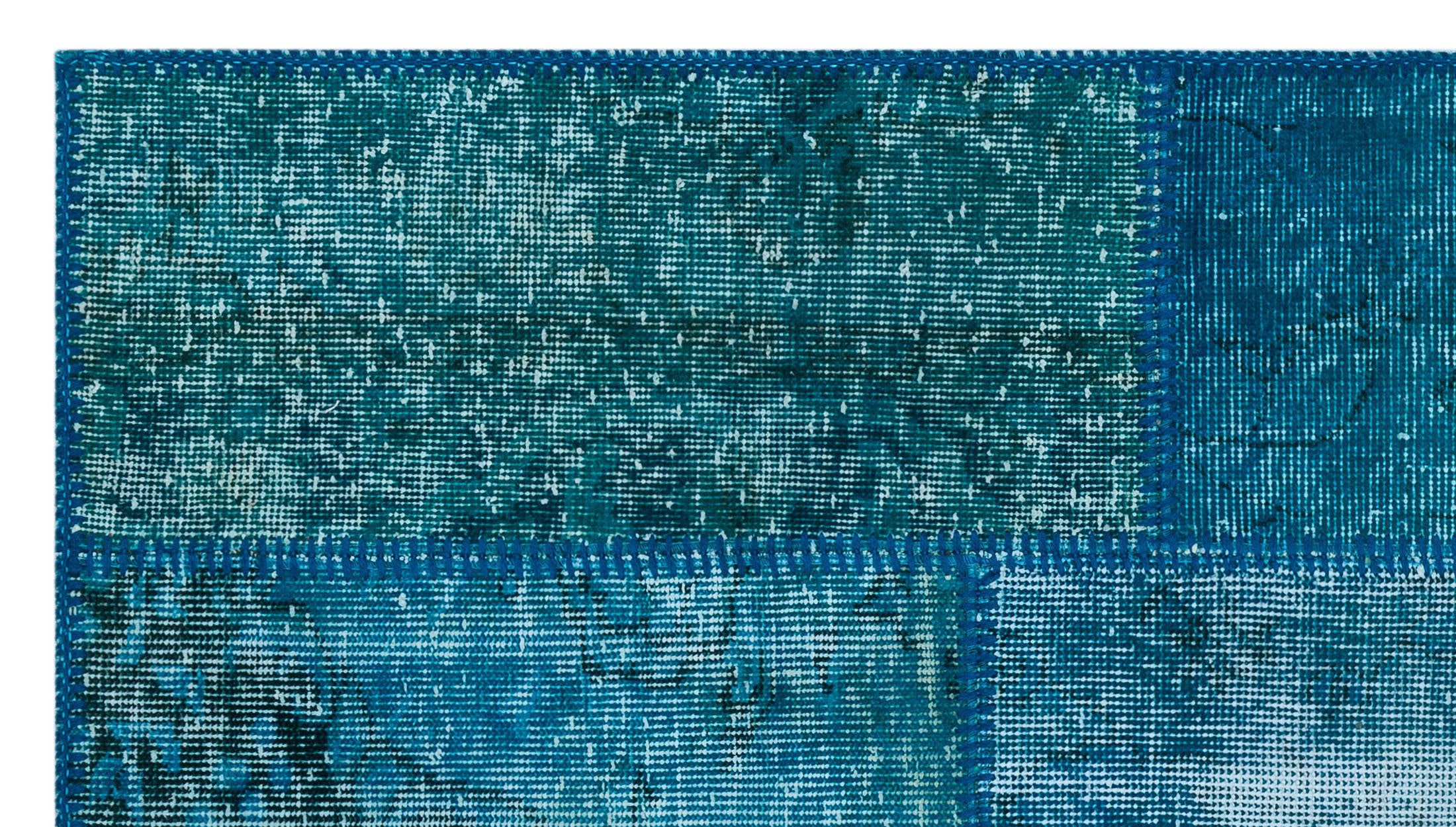 Turquoise  Over Dyed Patchwork Unique Rug 2'7'' x 4'11'' ft 80 x 150 cm