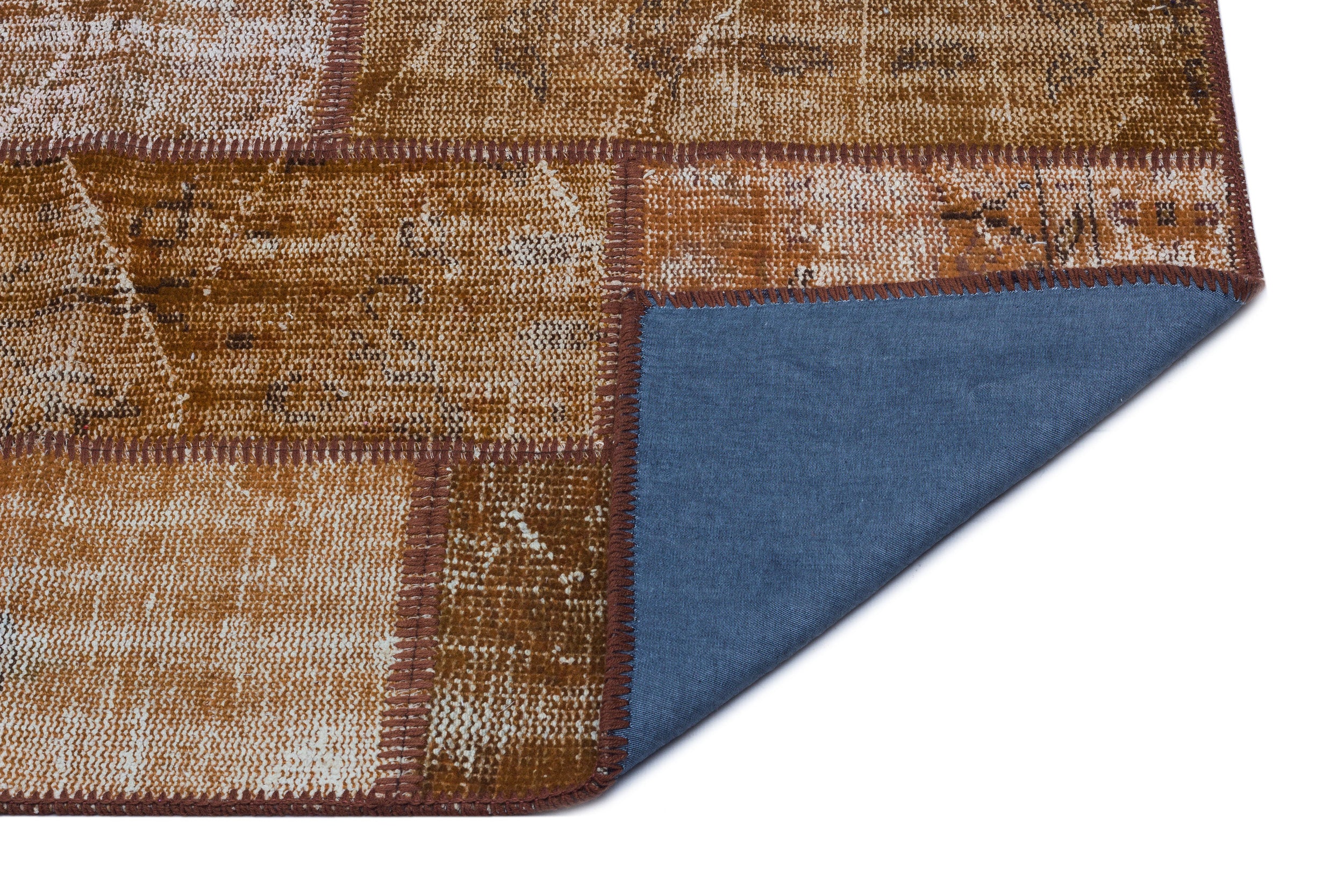 Brown Over Dyed Patchwork Unique Rug 2'7'' x 4'11'' ft 80 x 150 cm