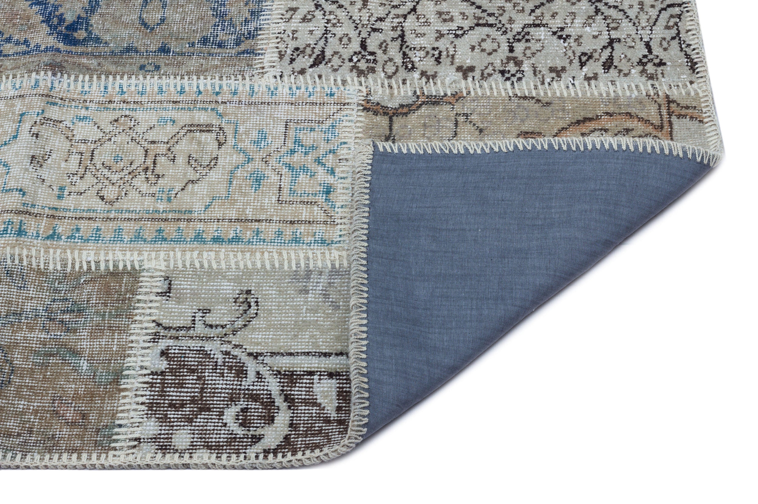 Beige Over Dyed Patchwork Unique Rug 2'7'' x 4'11'' ft 80 x 150 cm