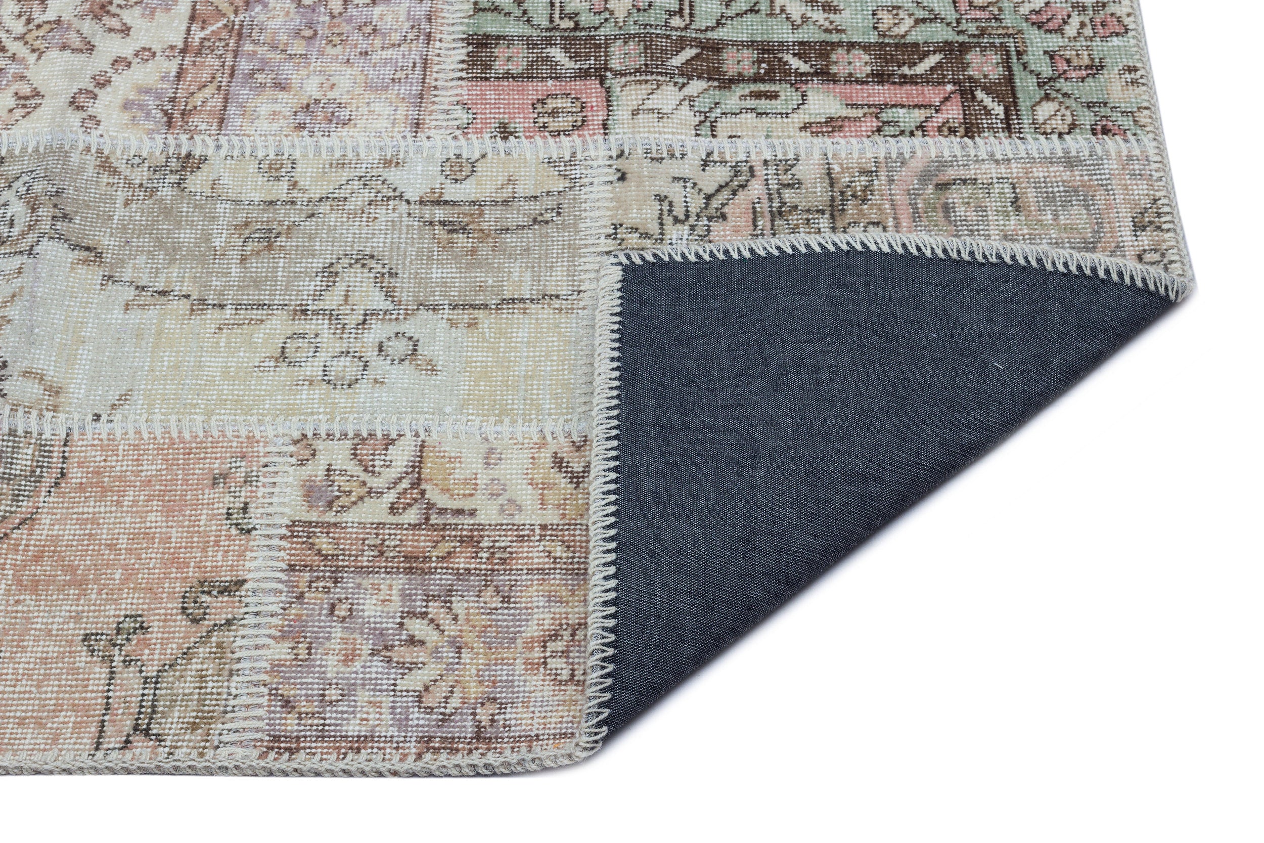 Beige Over Dyed Patchwork Unique Rug 2'7'' x 4'11'' ft 80 x 150 cm