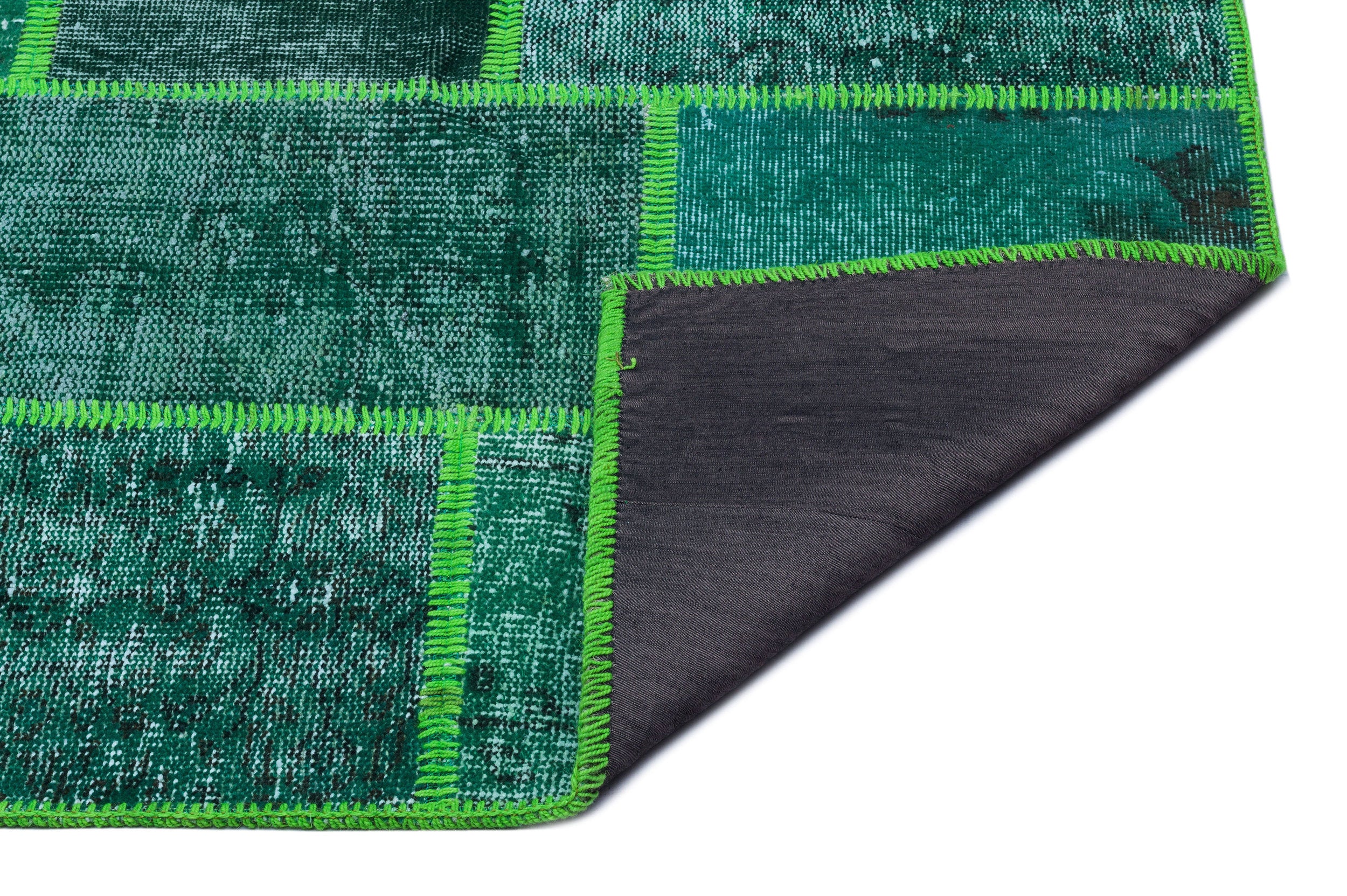 Green Over Dyed Patchwork Unique Rug 3'11'' x 5'11'' ft 120 x 180 cm