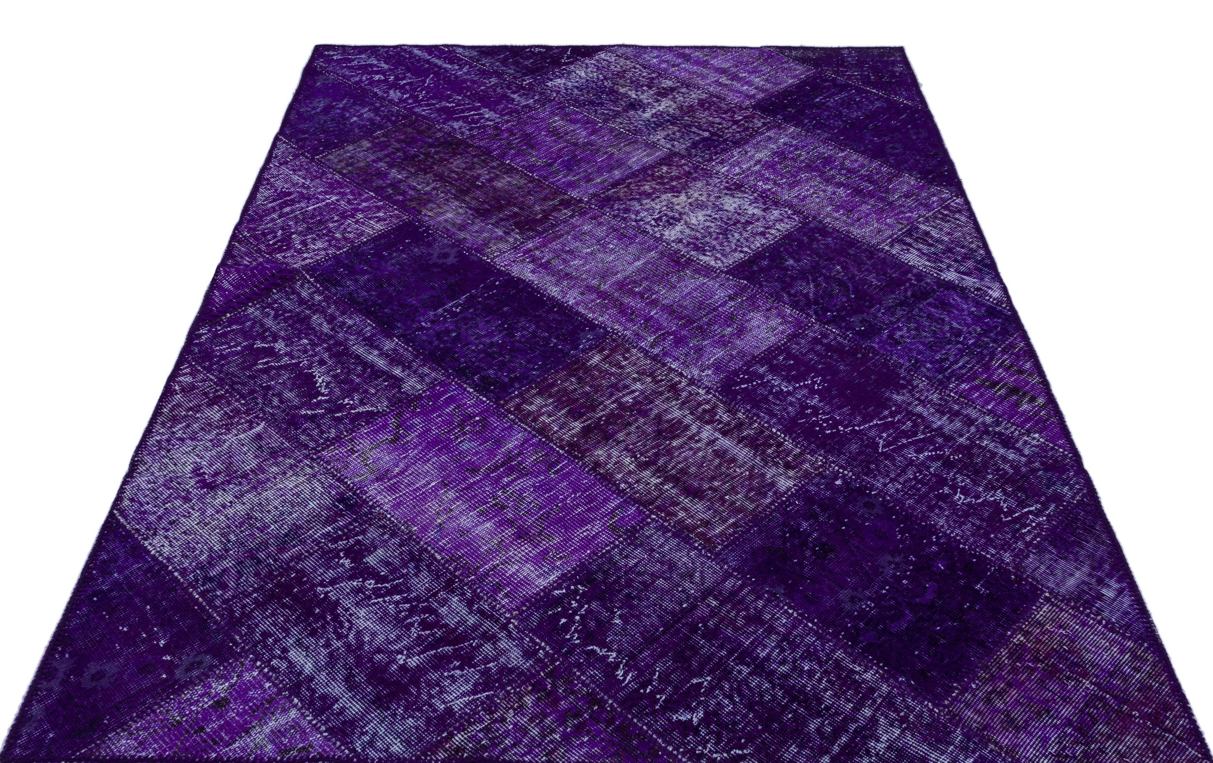 Purple Over Dyed Patchwork Unique Rug 5'3'' x 7'7'' ft 160 x 230 cm