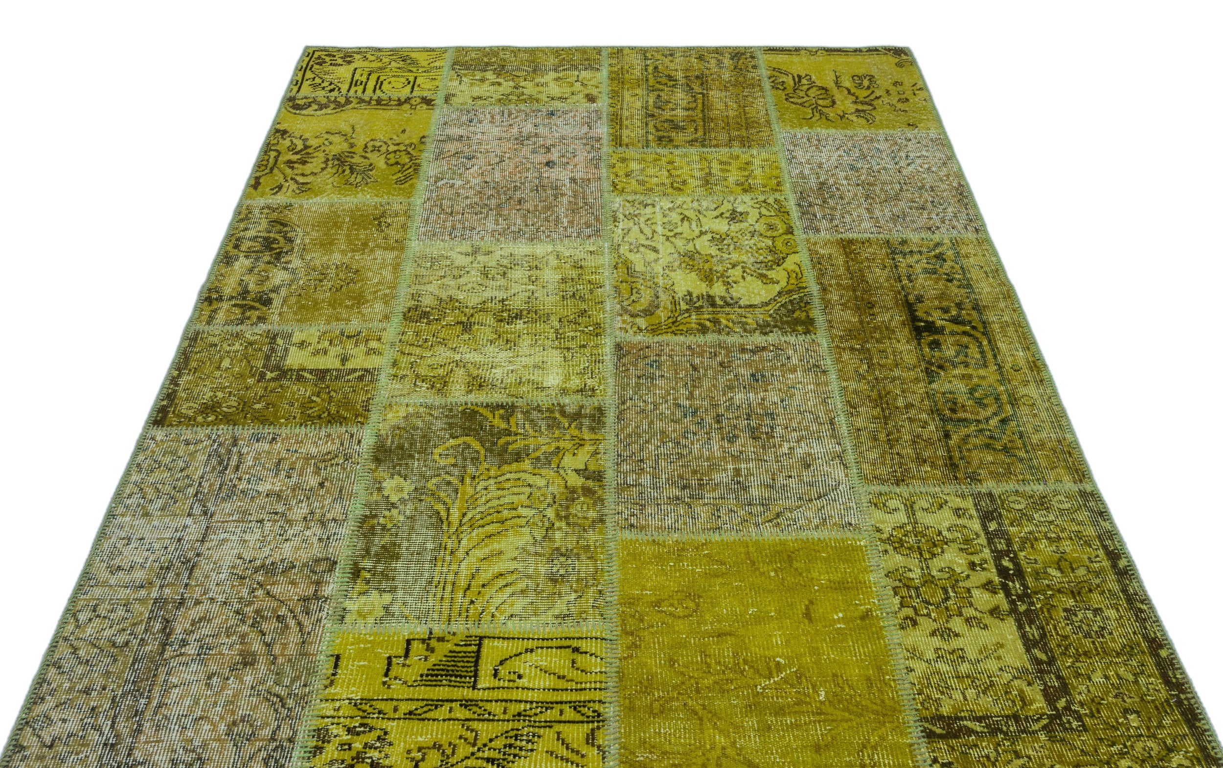 Green Over Dyed Patchwork Unique Rug 5'3'' x 7'7'' ft 160 x 230 cm