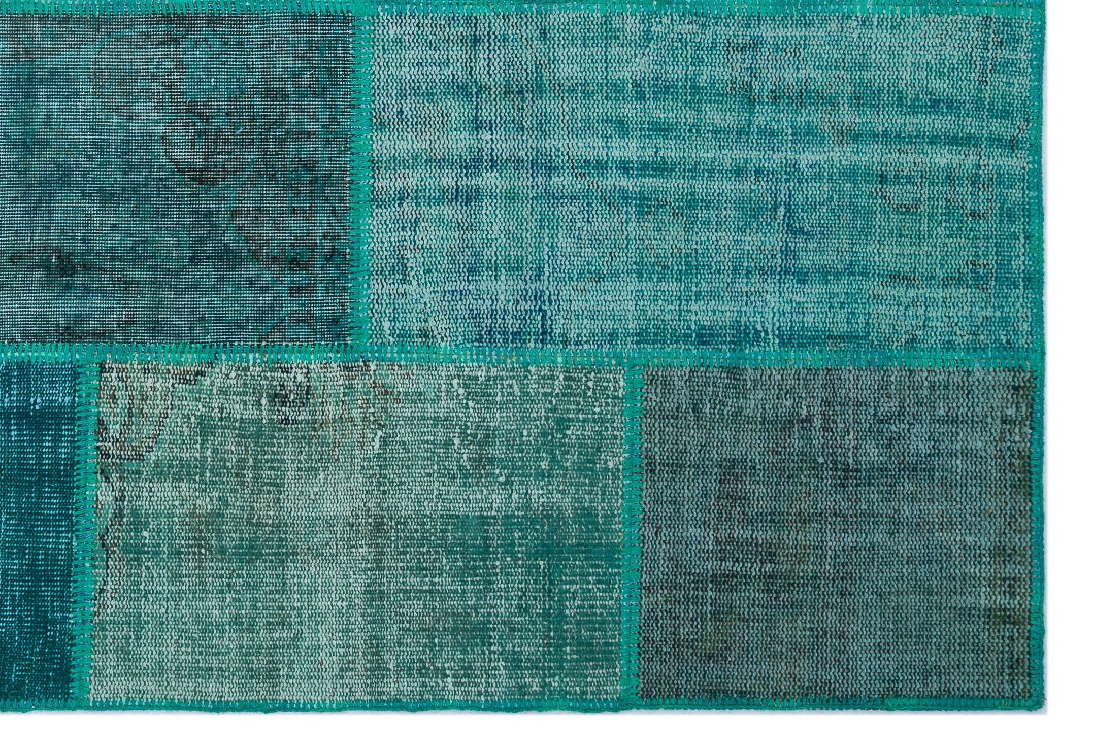 Turquoise  Over Dyed Patchwork Unique Rug 5'3'' x 7'7'' ft 160 x 230 cm