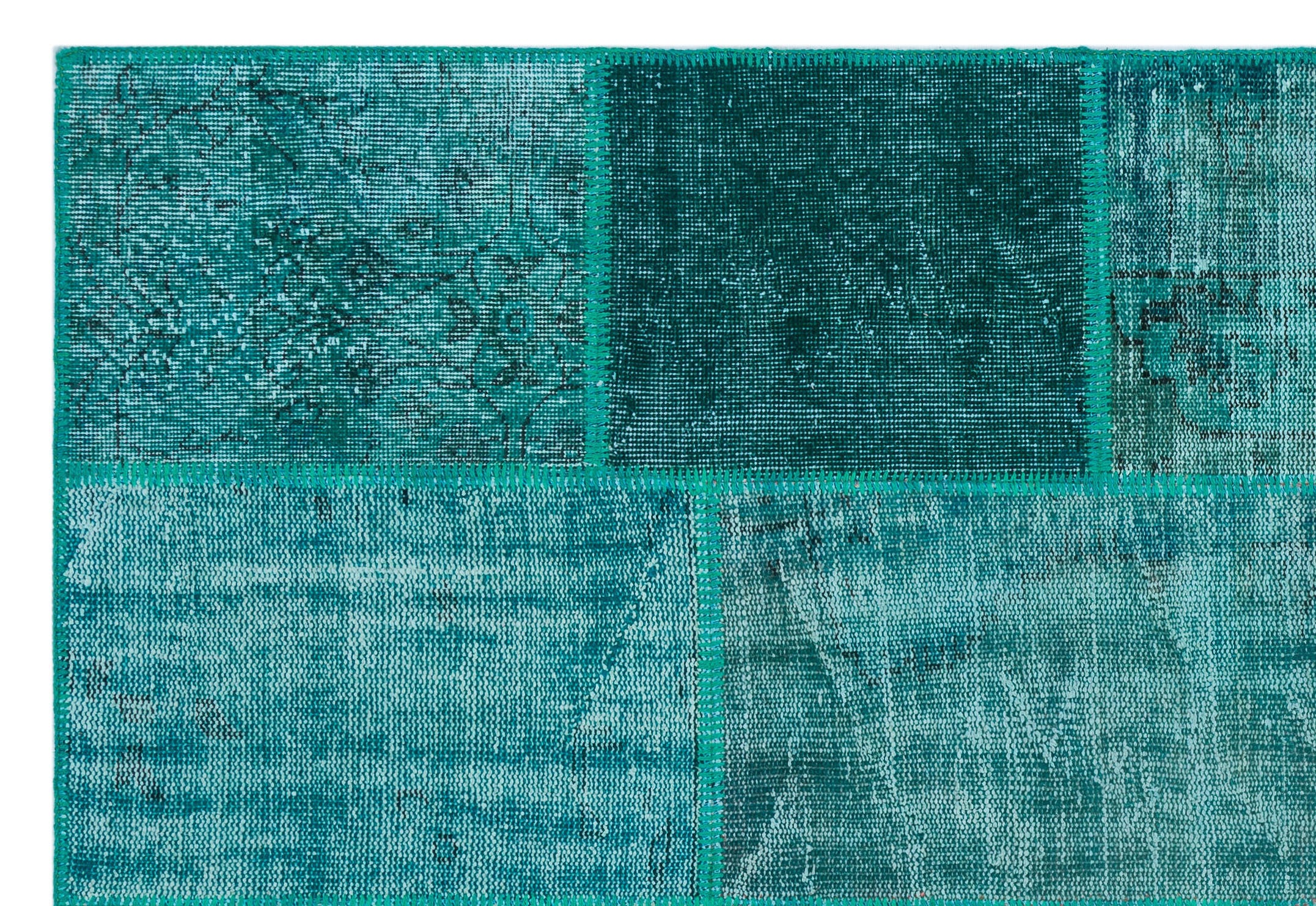 Turquoise  Over Dyed Patchwork Unique Rug 5'3'' x 7'7'' ft 160 x 230 cm