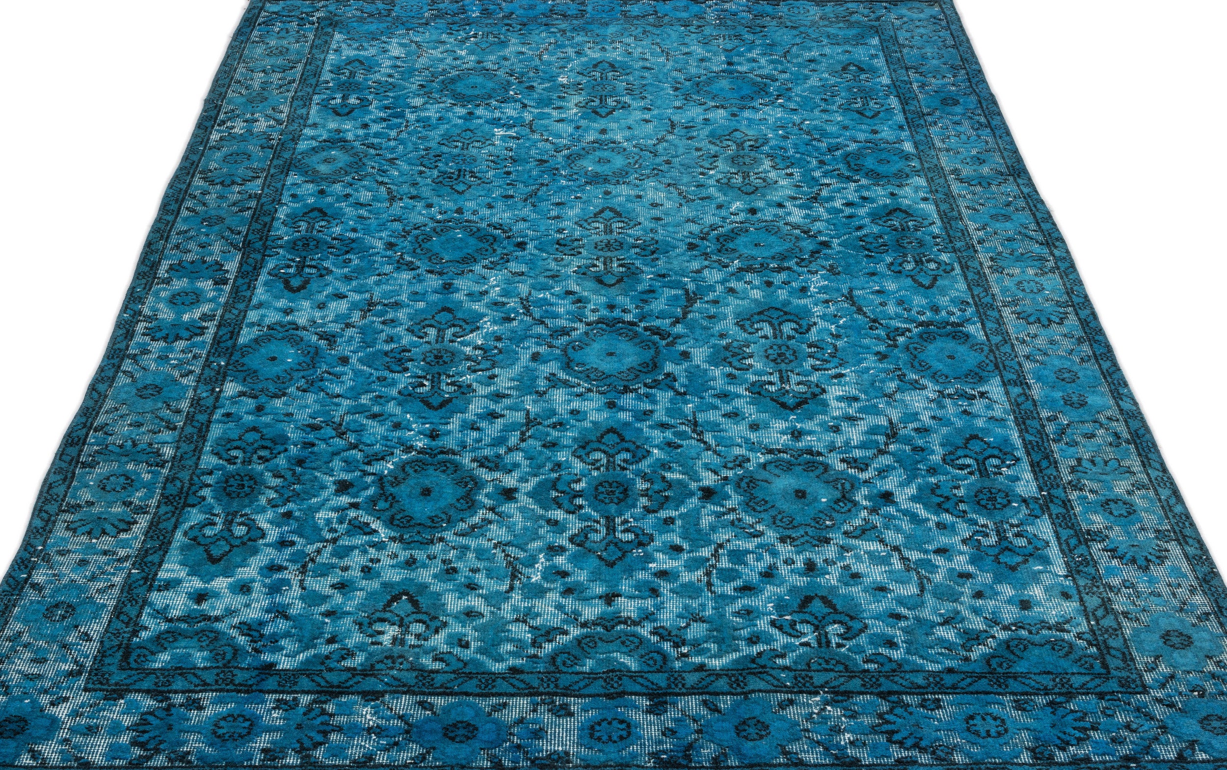 Turquoise  Over Dyed Carved Rug 5'3'' x 8'6'' ft 160 x 259 cm