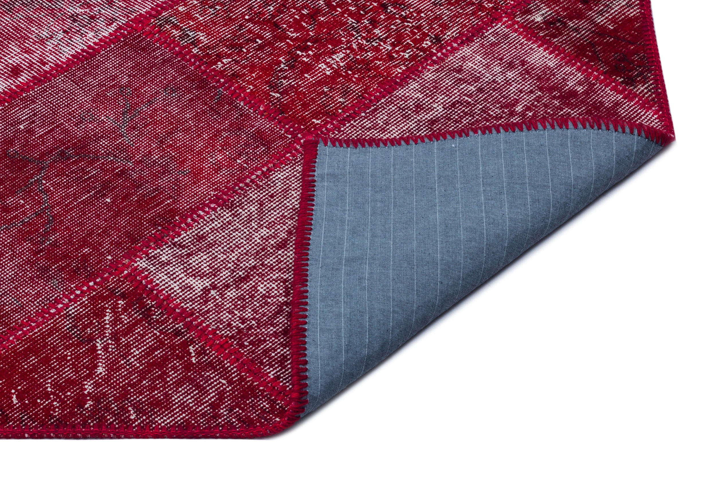Red Over Dyed Patchwork Unique Rug 5'3'' x 7'7'' ft 160 x 230 cm