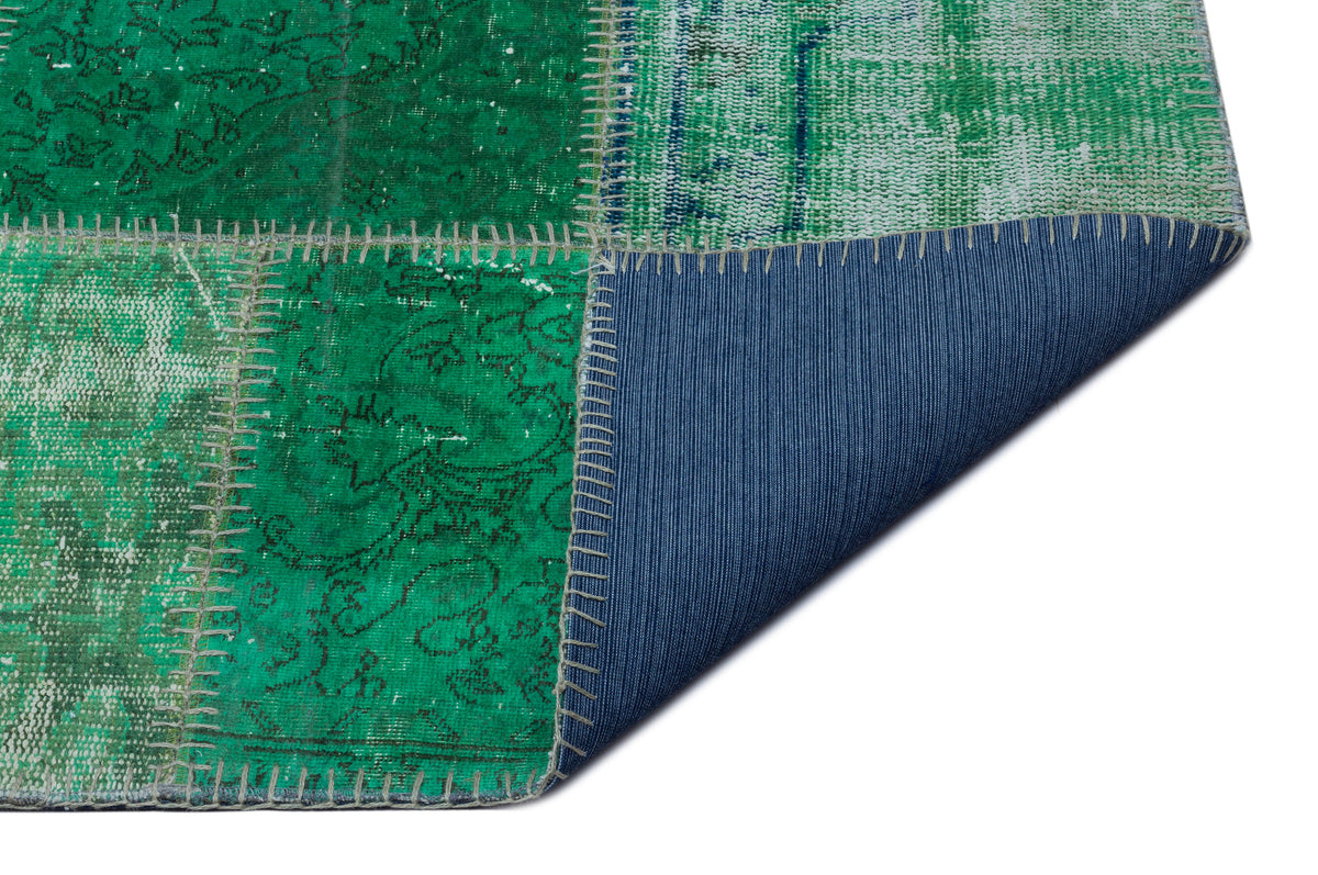 Green Over Dyed Patchwork Unique Rug 5'3'' x 7'3'' ft 160 x 221 cm