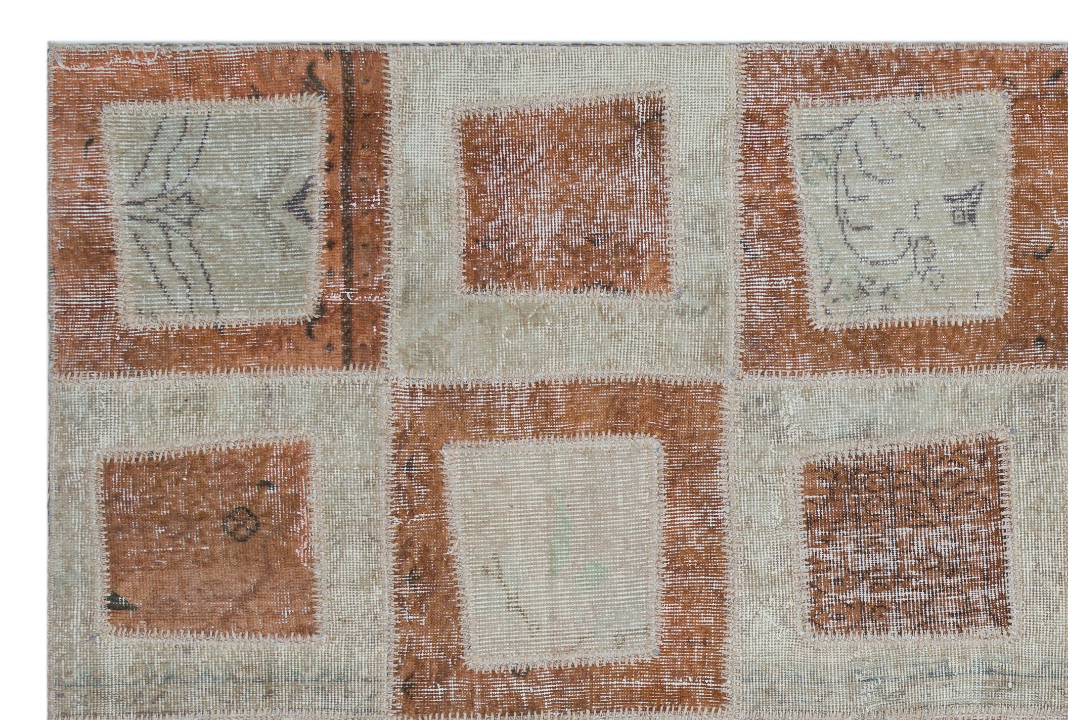 Brown Over Dyed Patchwork Unique Rug 5'3'' x 7'10'' ft 160 x 240 cm