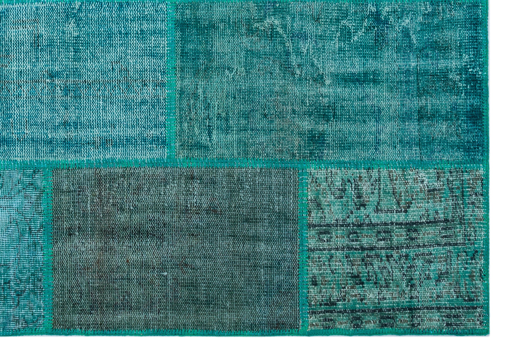Turquoise  Over Dyed Patchwork Unique Rug 5'2'' x 7'7'' ft 158 x 230 cm