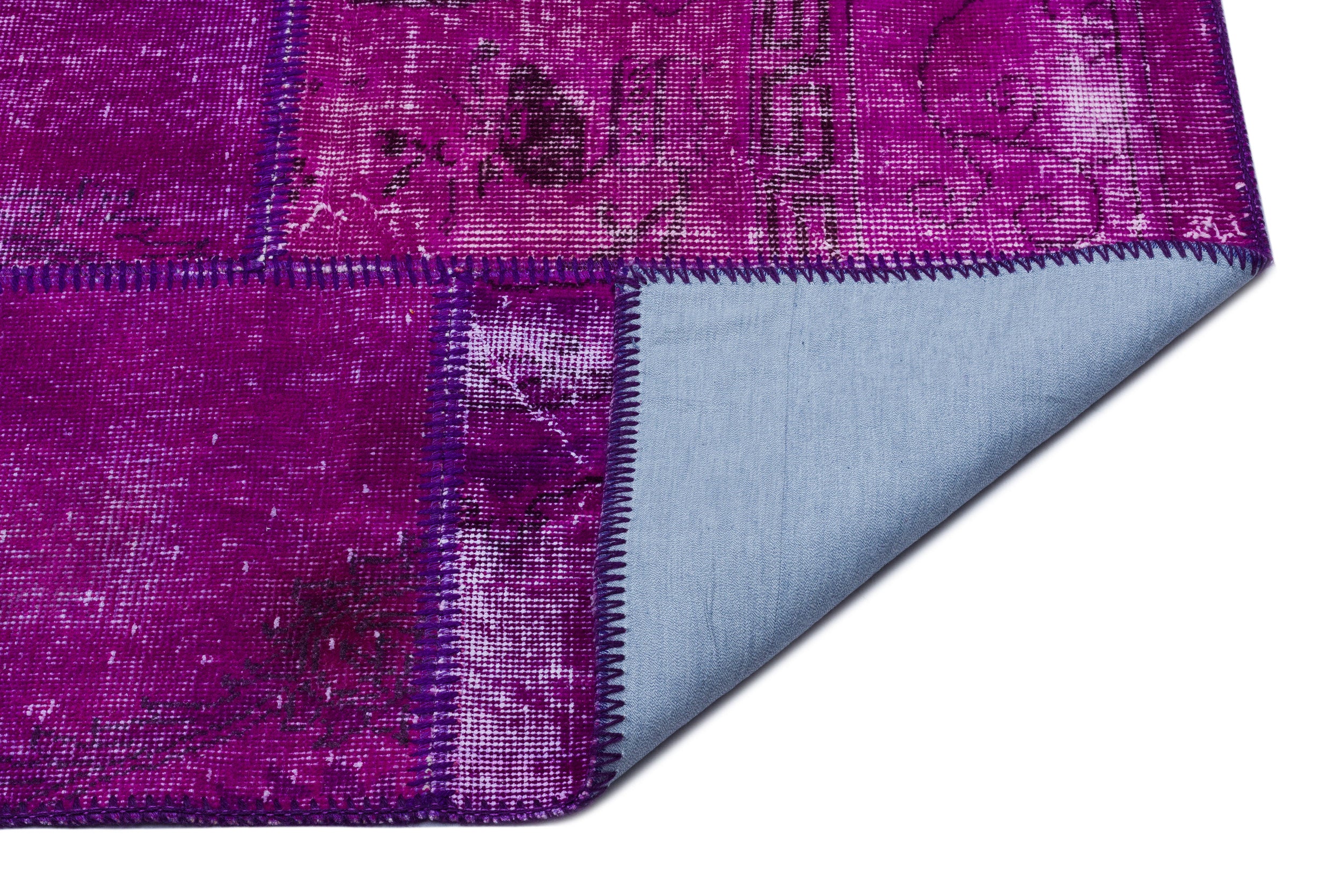 Purple Over Dyed Patchwork Unique Rug 5'3'' x 7'7'' ft 160 x 230 cm