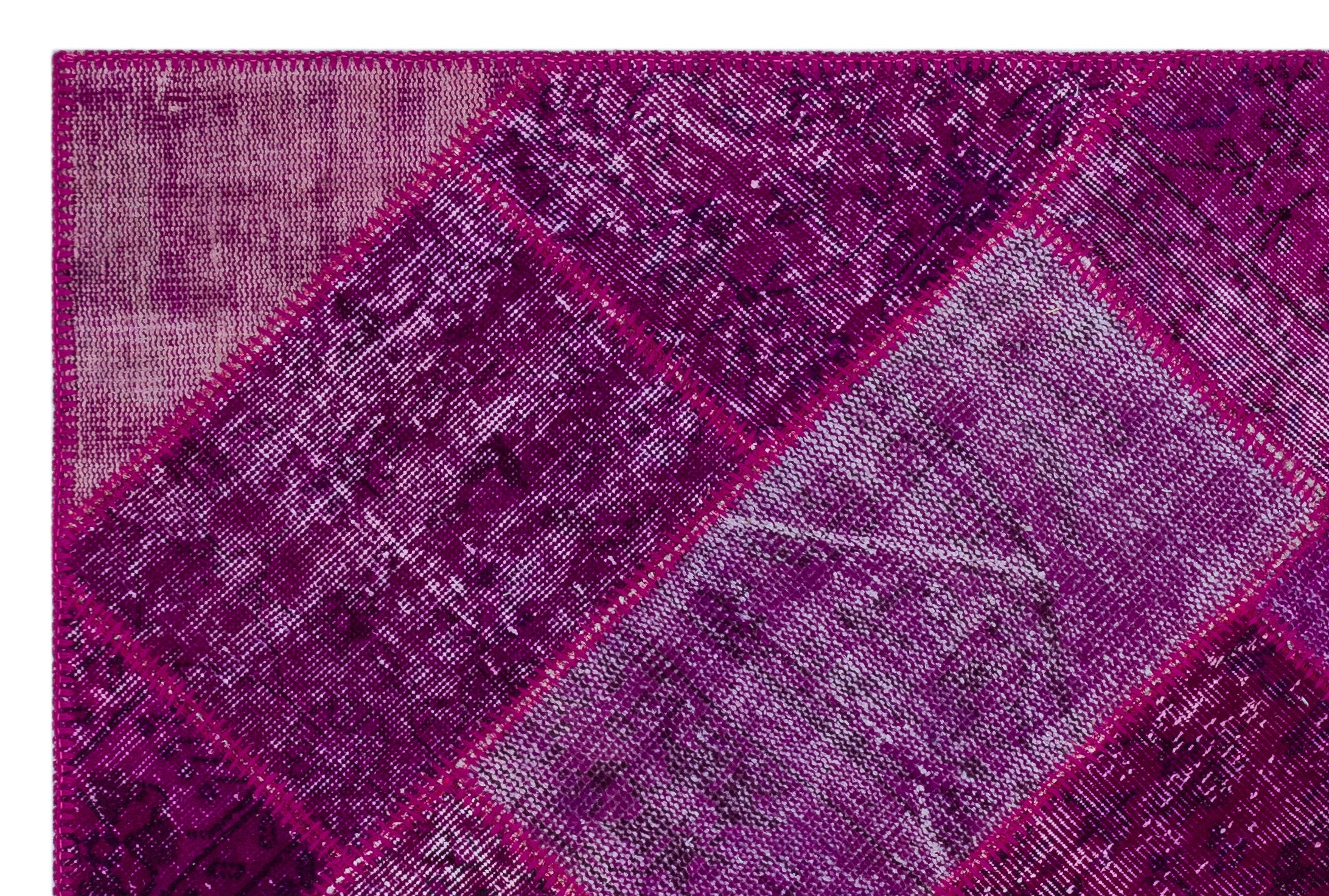 Fuchsia Over Dyed Patchwork Unique Rug 3'11'' x 5'11'' ft 120 x 180 cm