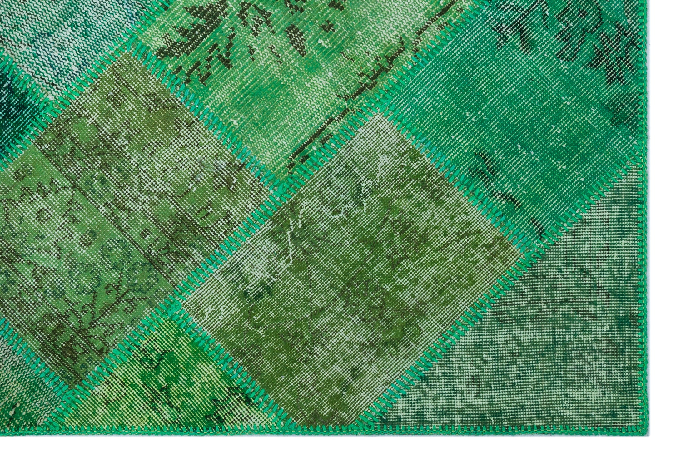 Green Over Dyed Patchwork Unique Rug 3'11'' x 5'11'' ft 120 x 180 cm