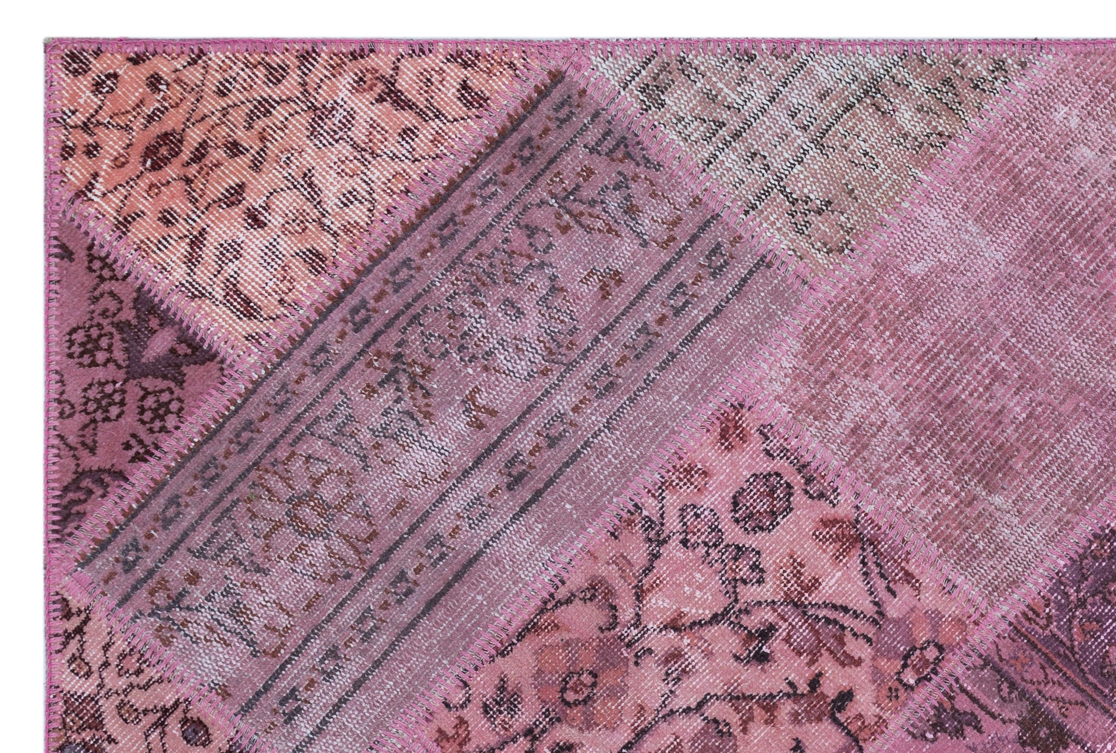 Pink Over Dyed Patchwork Unique Rug 3'11'' x 5'11'' ft 120 x 180 cm