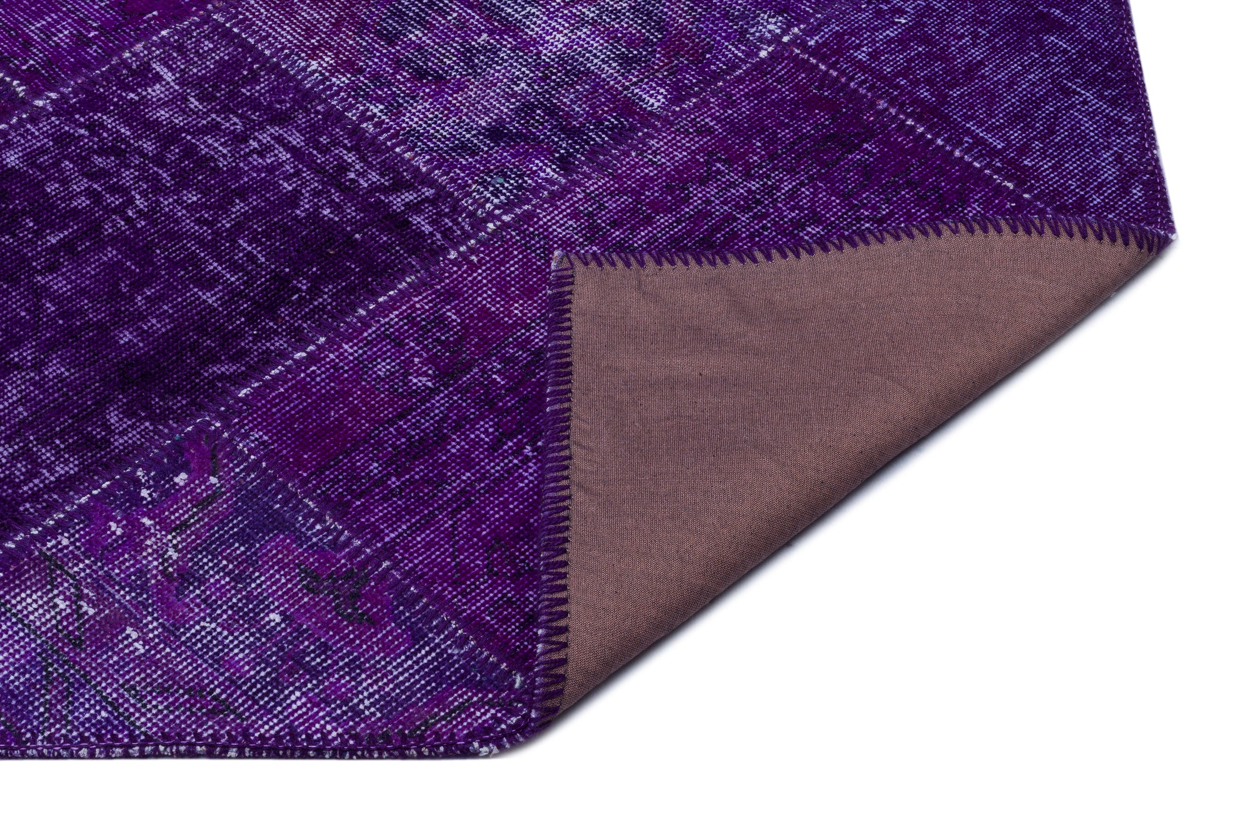 Purple Over Dyed Patchwork Unique Rug 3'11'' x 5'11'' ft 120 x 180 cm