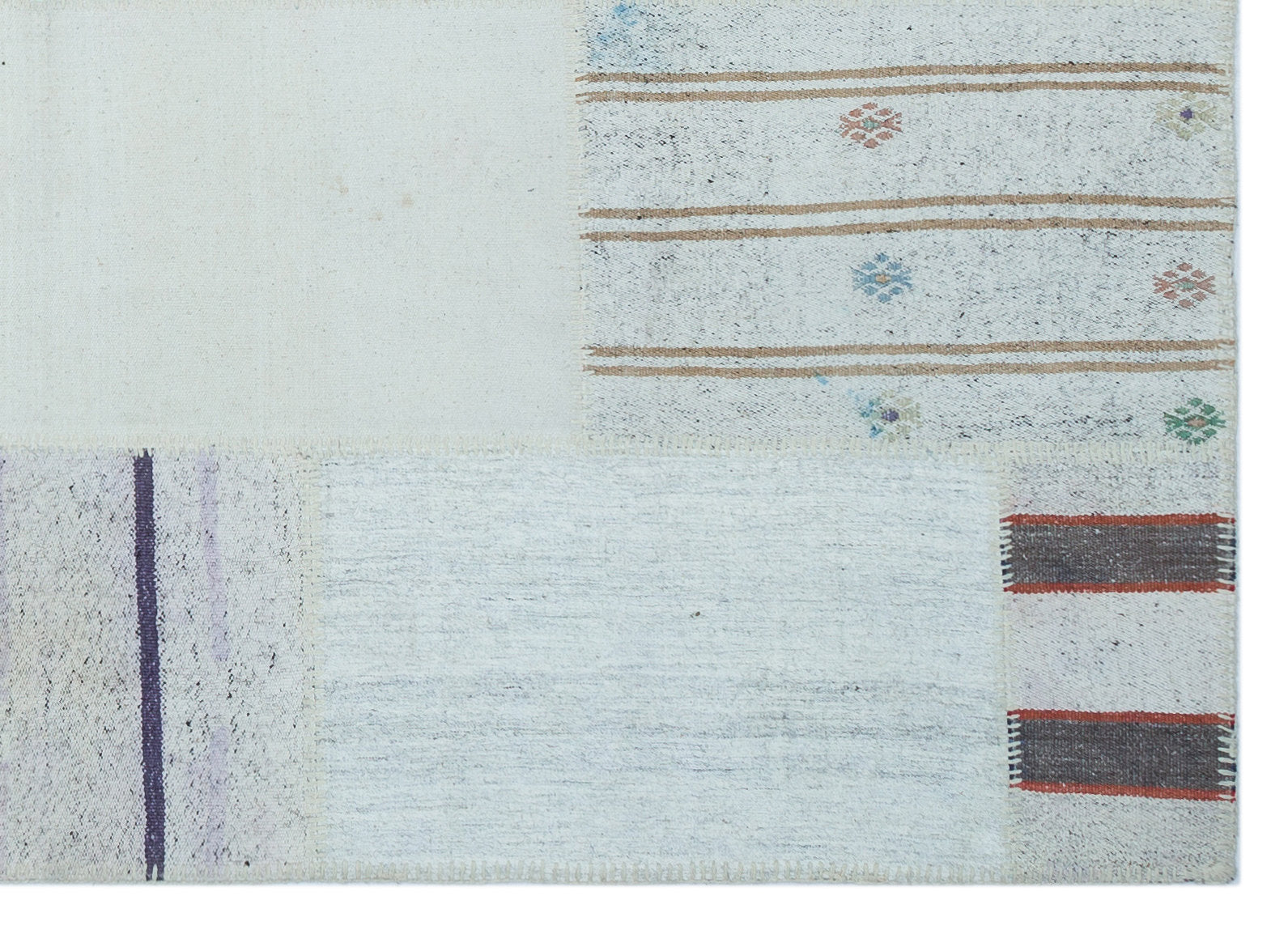 Striped Over Dyed Kilim Patchwork Unique Rug 5'3'' x 7'3'' ft 161 x 222 cm
