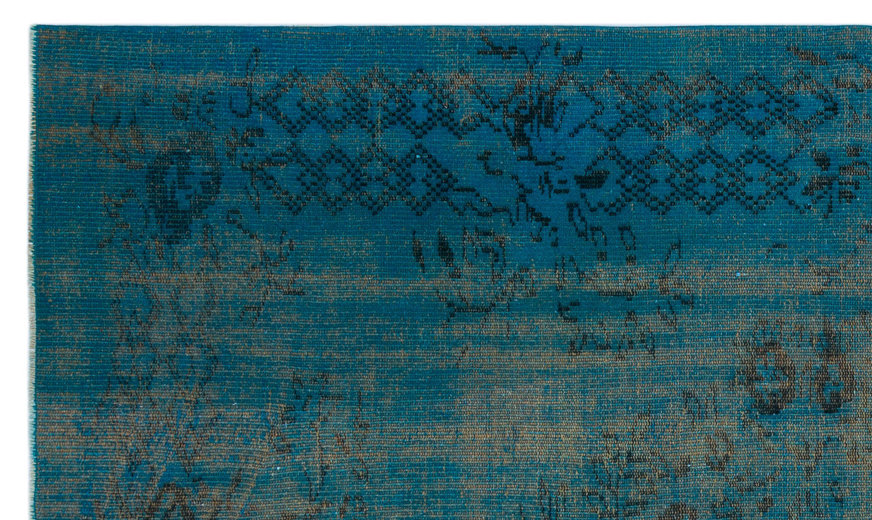 Turquoise  Over Dyed Vintage Rug 4'11'' x 8'2'' ft 150 x 249 cm