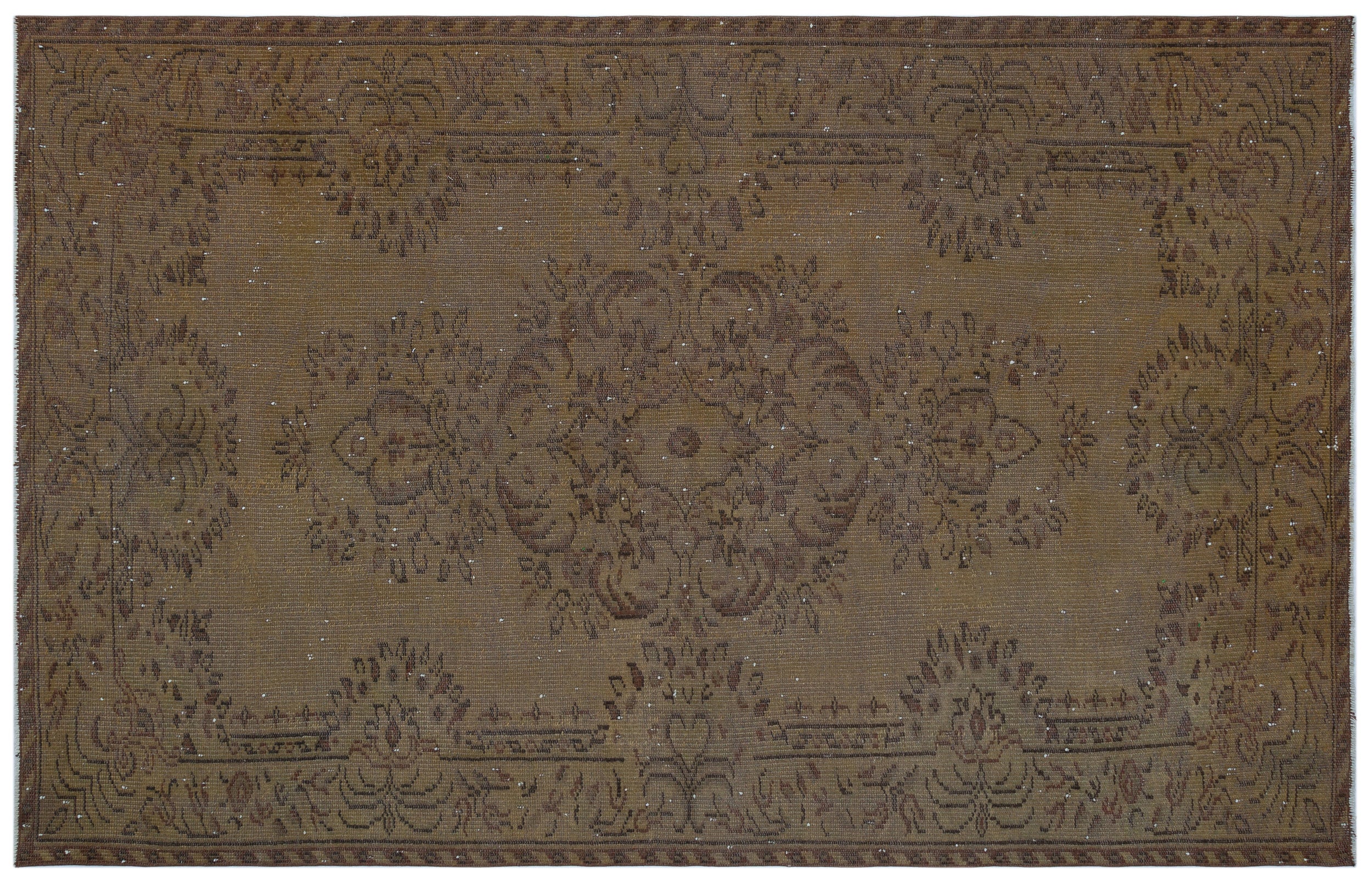 Brown Over Dyed Vintage Rug 5'6'' x 8'6'' ft 168 x 258 cm