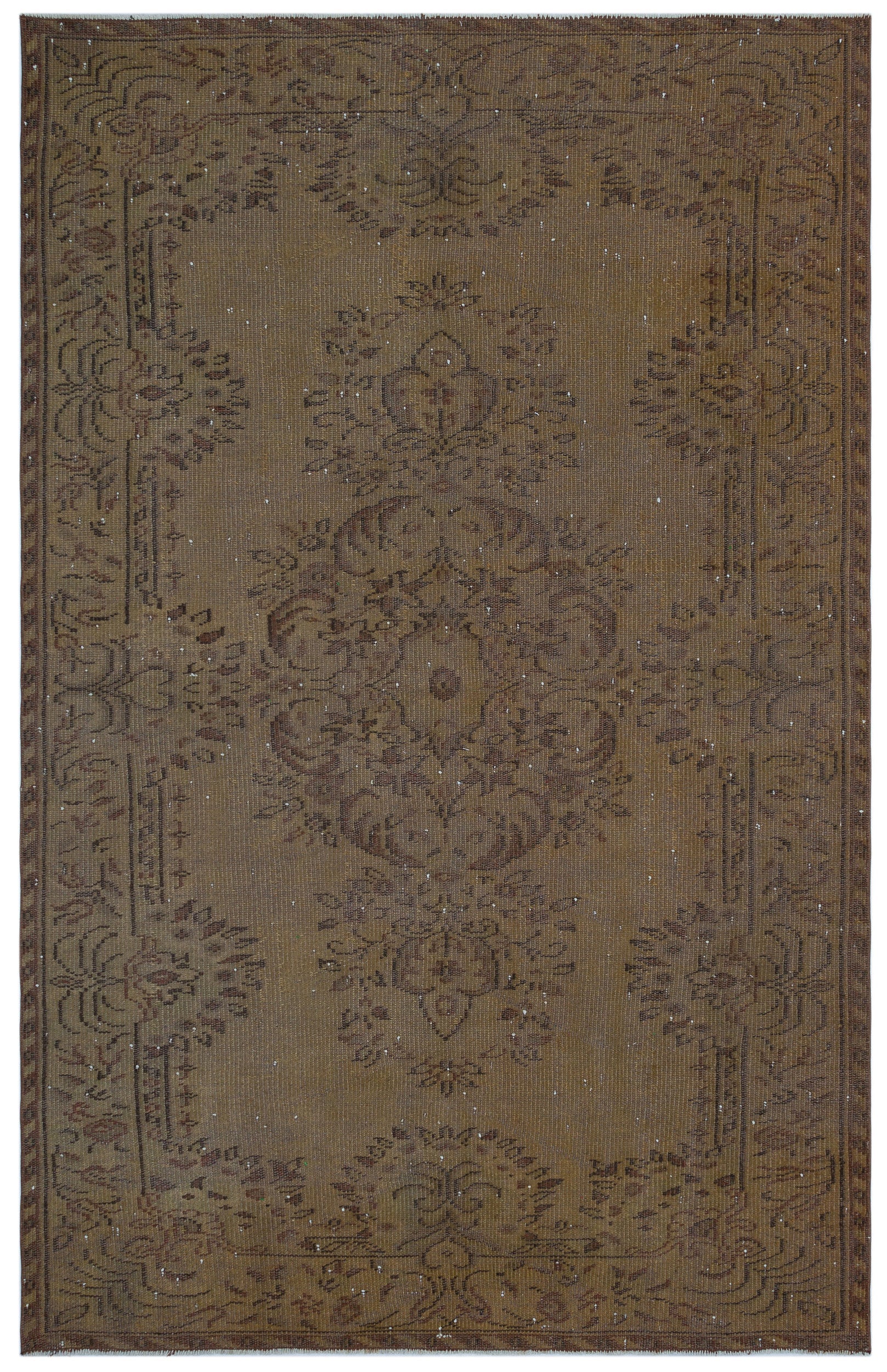 Brown Over Dyed Vintage Rug 5'6'' x 8'6'' ft 168 x 258 cm