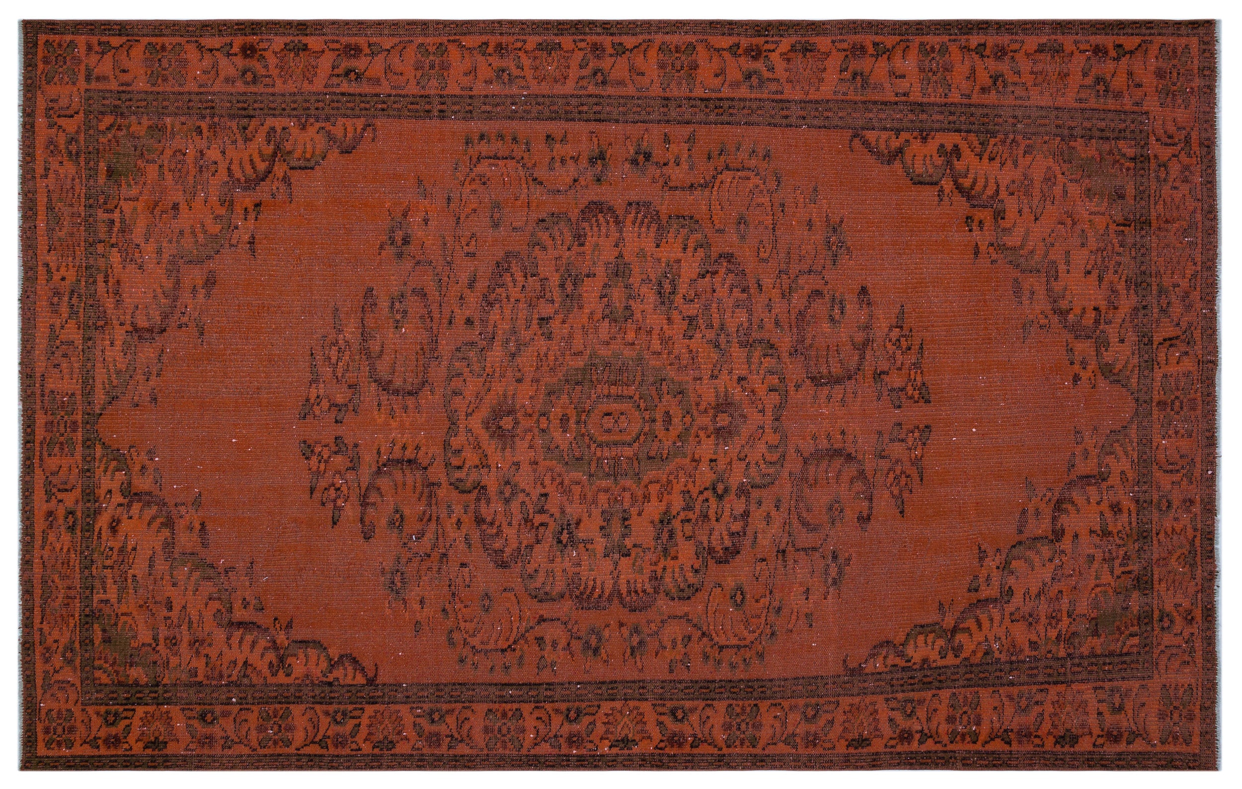 Orange Over Dyed Vintage Rug 5'9'' x 9'1'' ft 176 x 276 cm