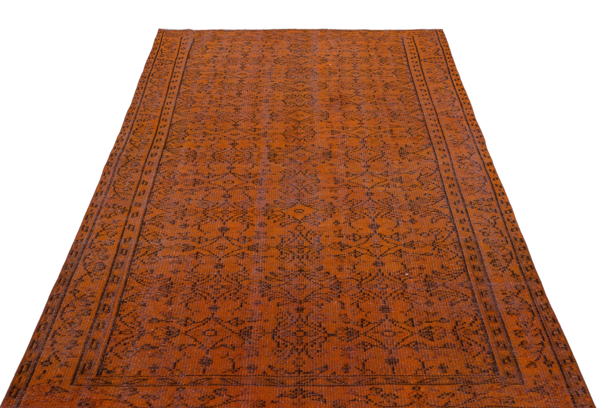 Brown Over Dyed Vintage Rug 5'5'' x 8'9'' ft 165 x 266 cm