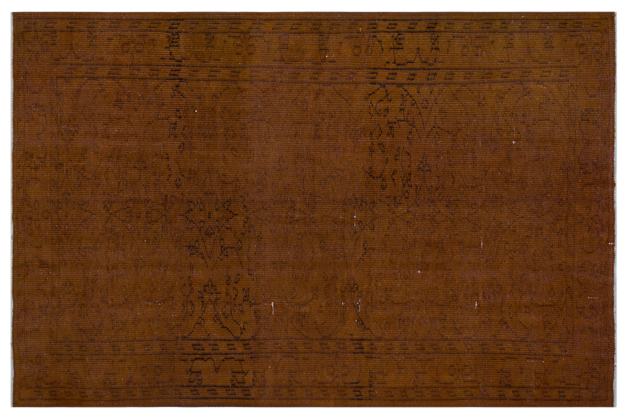 Brown Over Dyed Vintage Rug 5'3'' x 8'2'' ft 160 x 248 cm