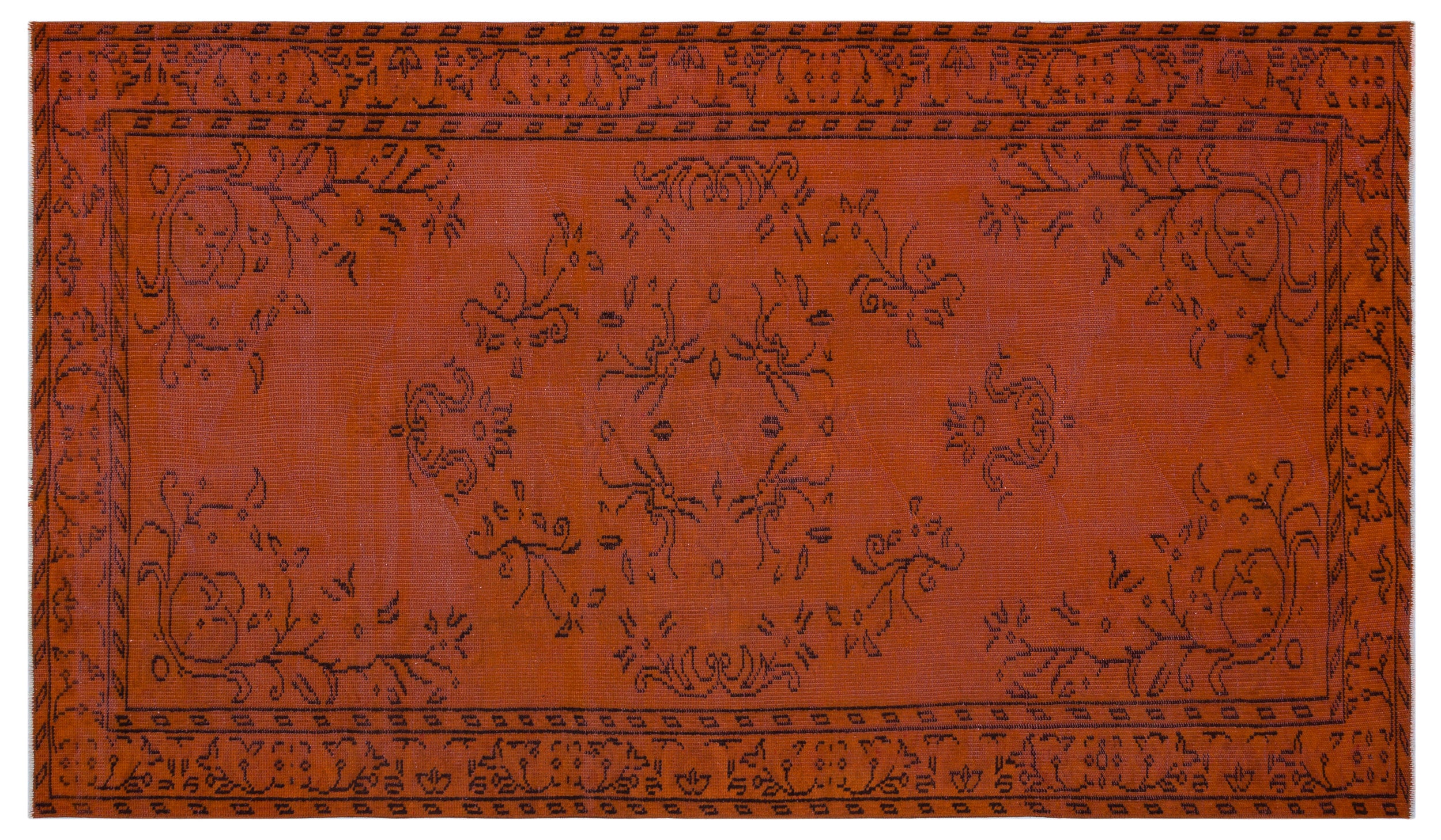 Orange Over Dyed Vintage Rug 5'0'' x 8'5'' ft 153 x 257 cm