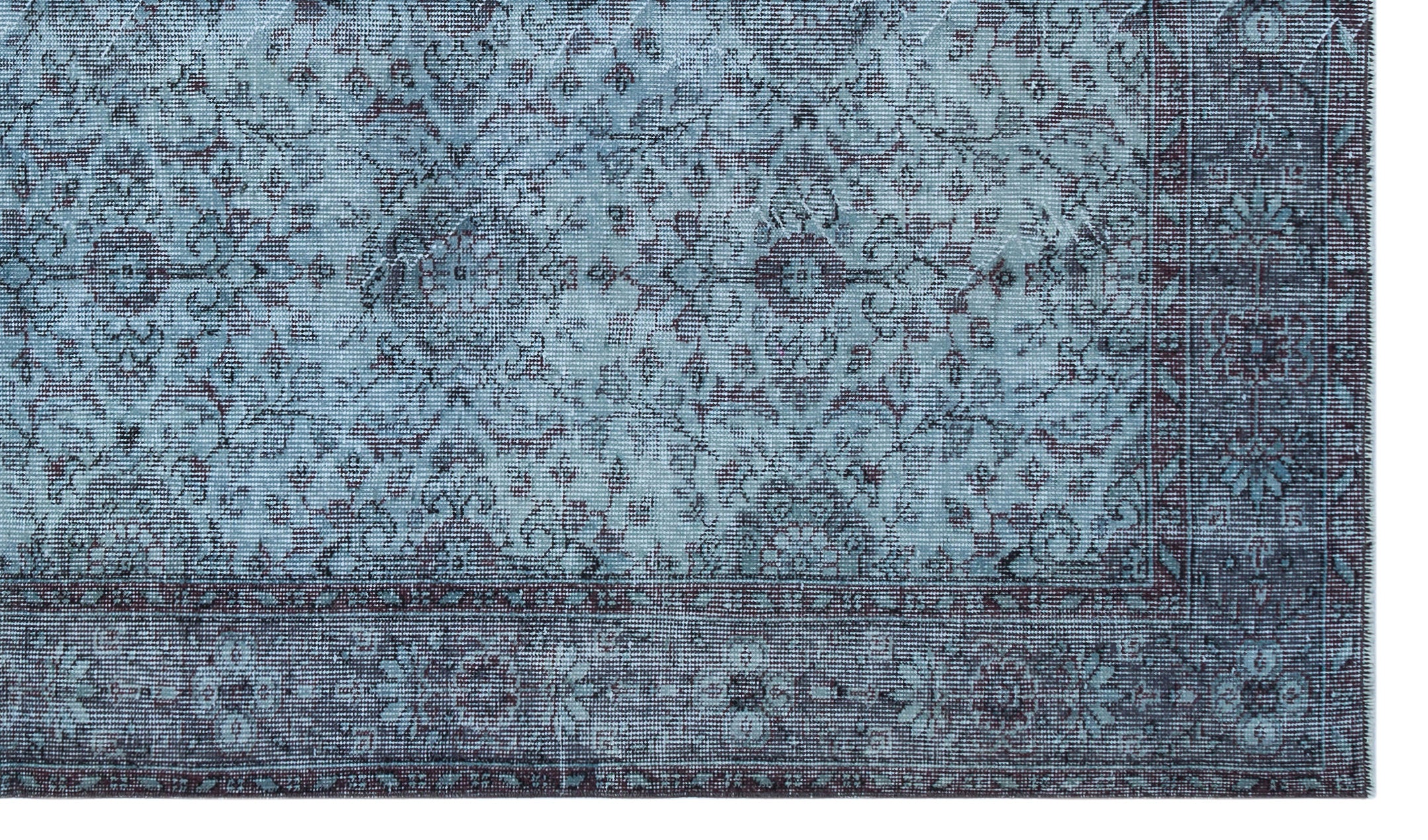 Blue Over Dyed Vintage Rug 5'7'' x 9'6'' ft 170 x 290 cm