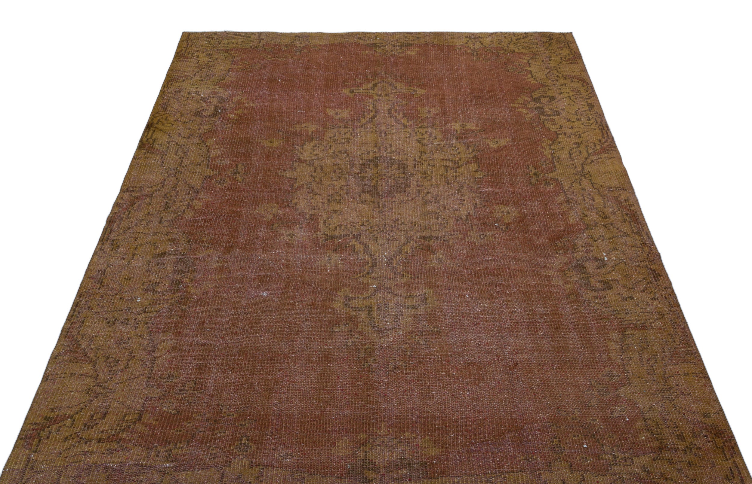 Brown Over Dyed Vintage Rug 5'2'' x 7'7'' ft 157 x 232 cm
