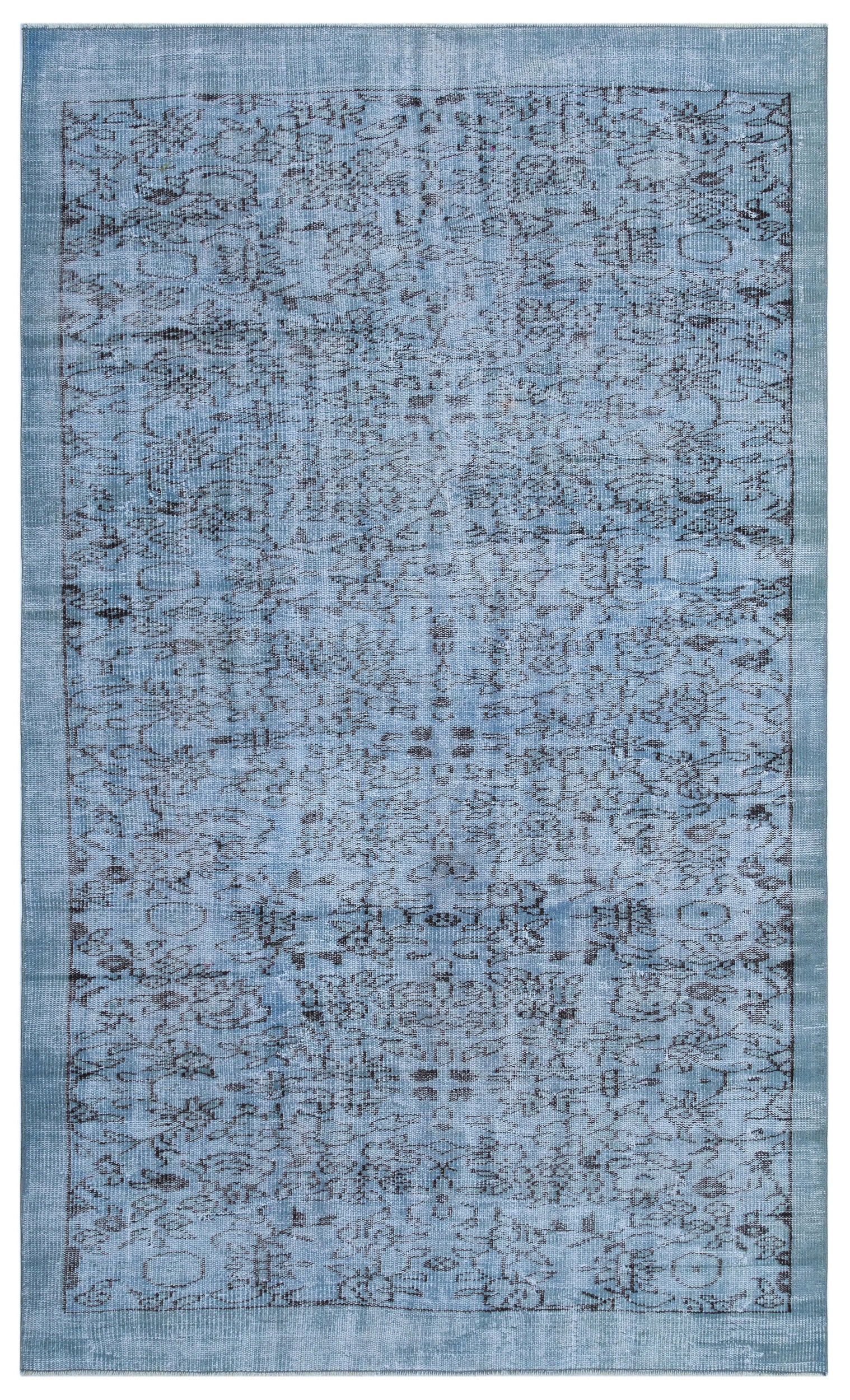 Blue Over Dyed Vintage Rug 5'1'' x 8'6'' ft 155 x 260 cm